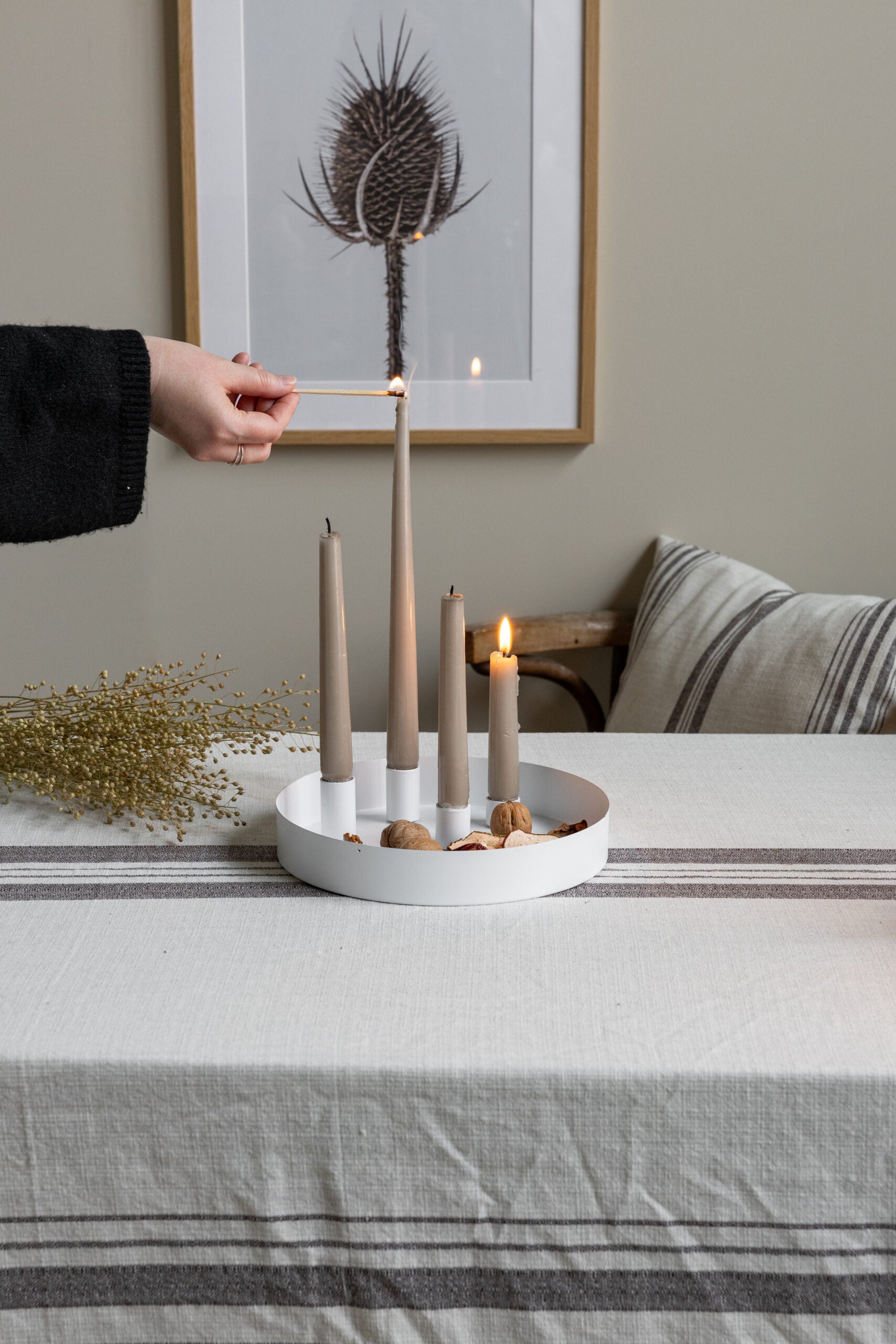 Kerzentablett Sund klein aus Metall für Adventskranz | Magnetisch