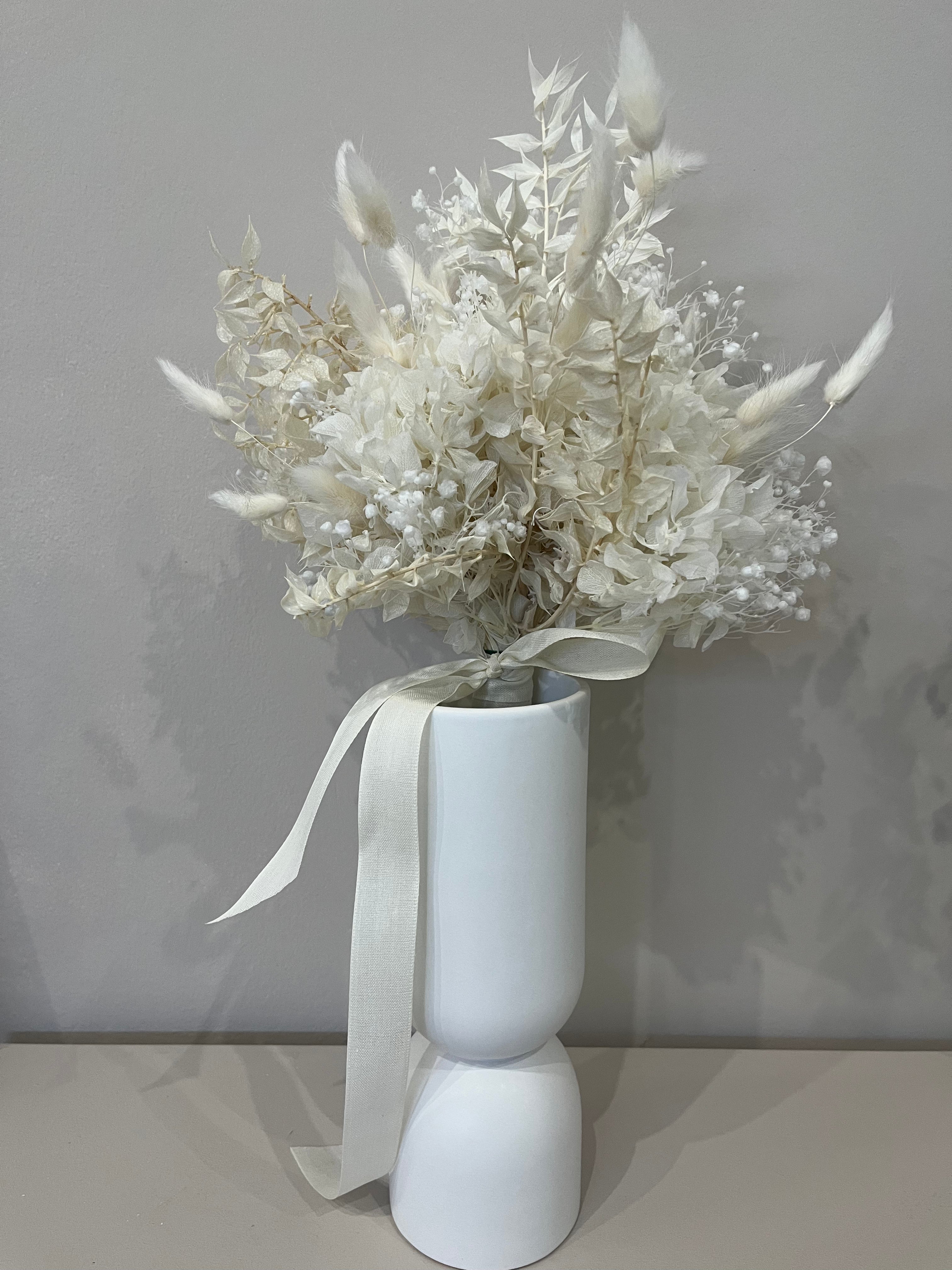Minimalistischer Brautstrauß Trockenblumen weiß - Outlet - Lykke&You GmbH