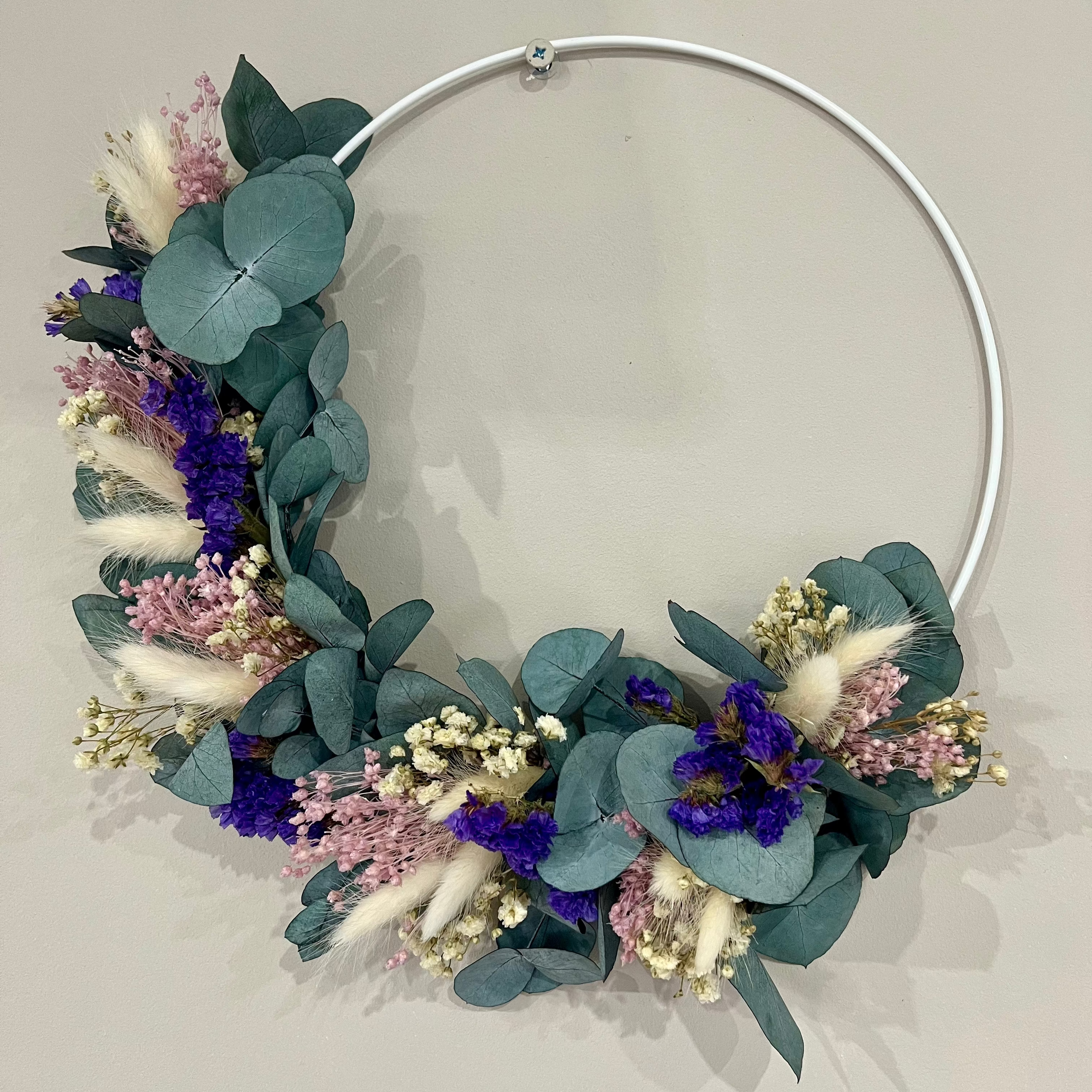 Dried flower wreath olive lavender mix