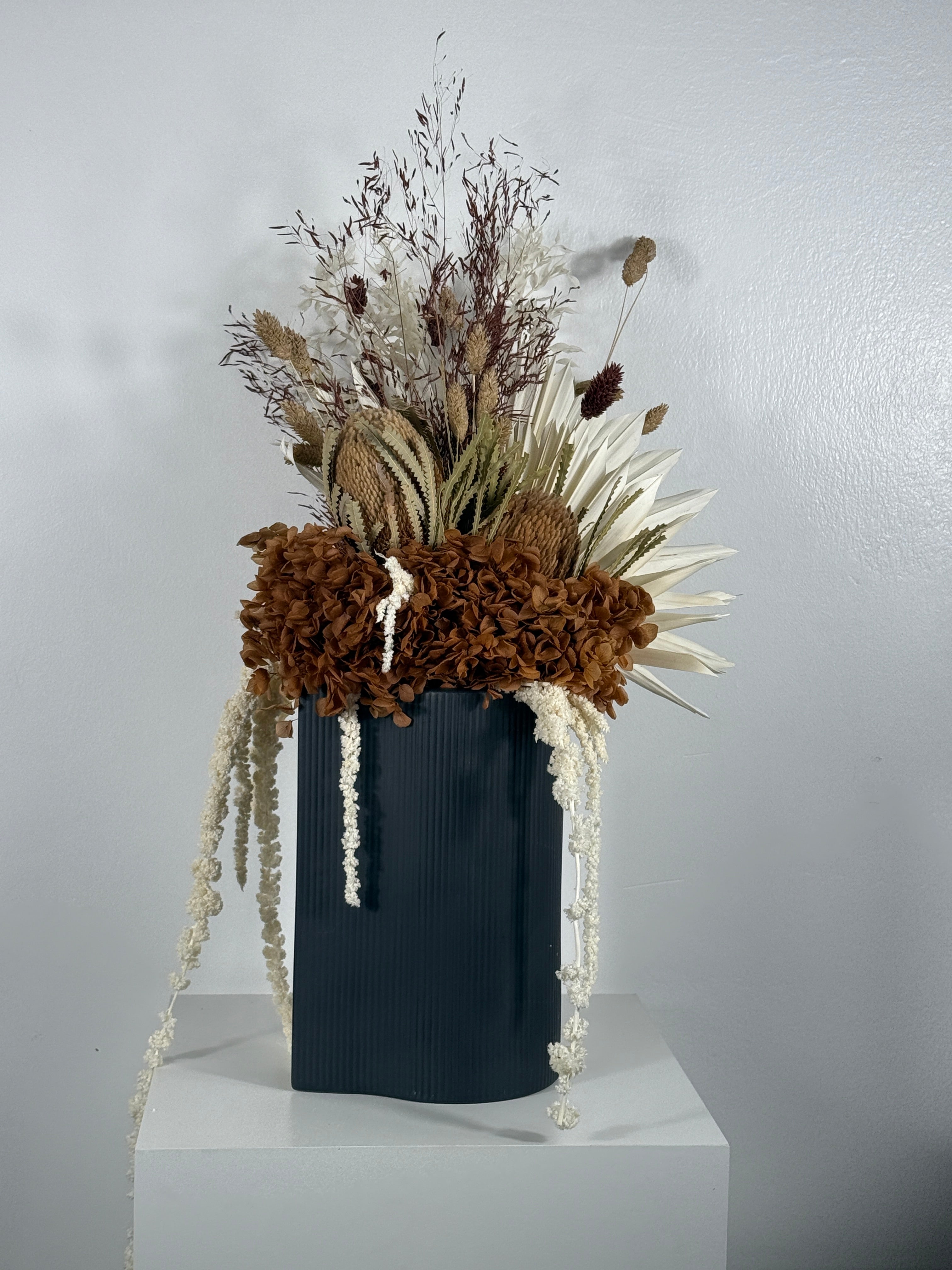 minimalist bridal bouquet dried flowers white