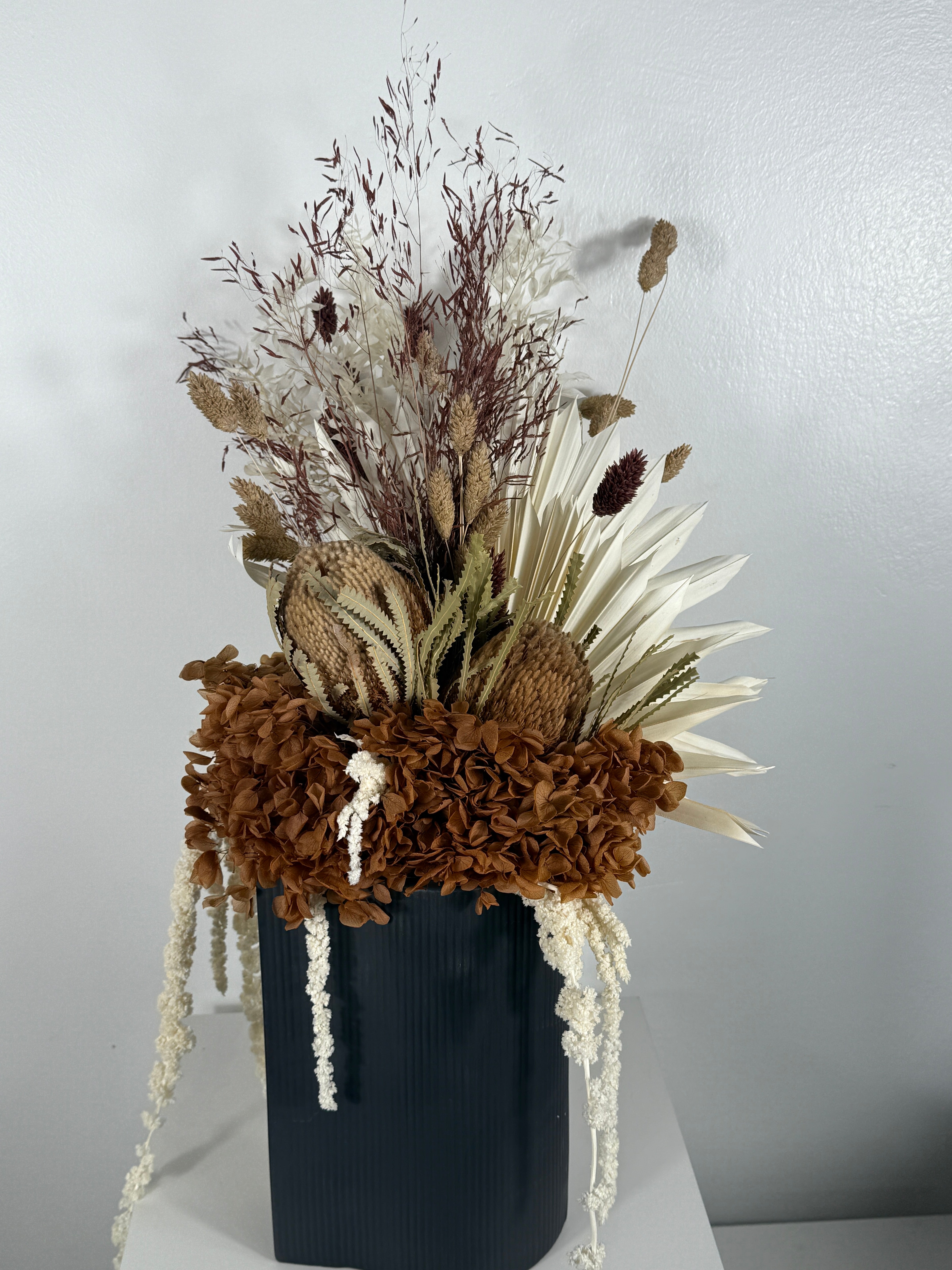 minimalist bridal bouquet dried flowers white