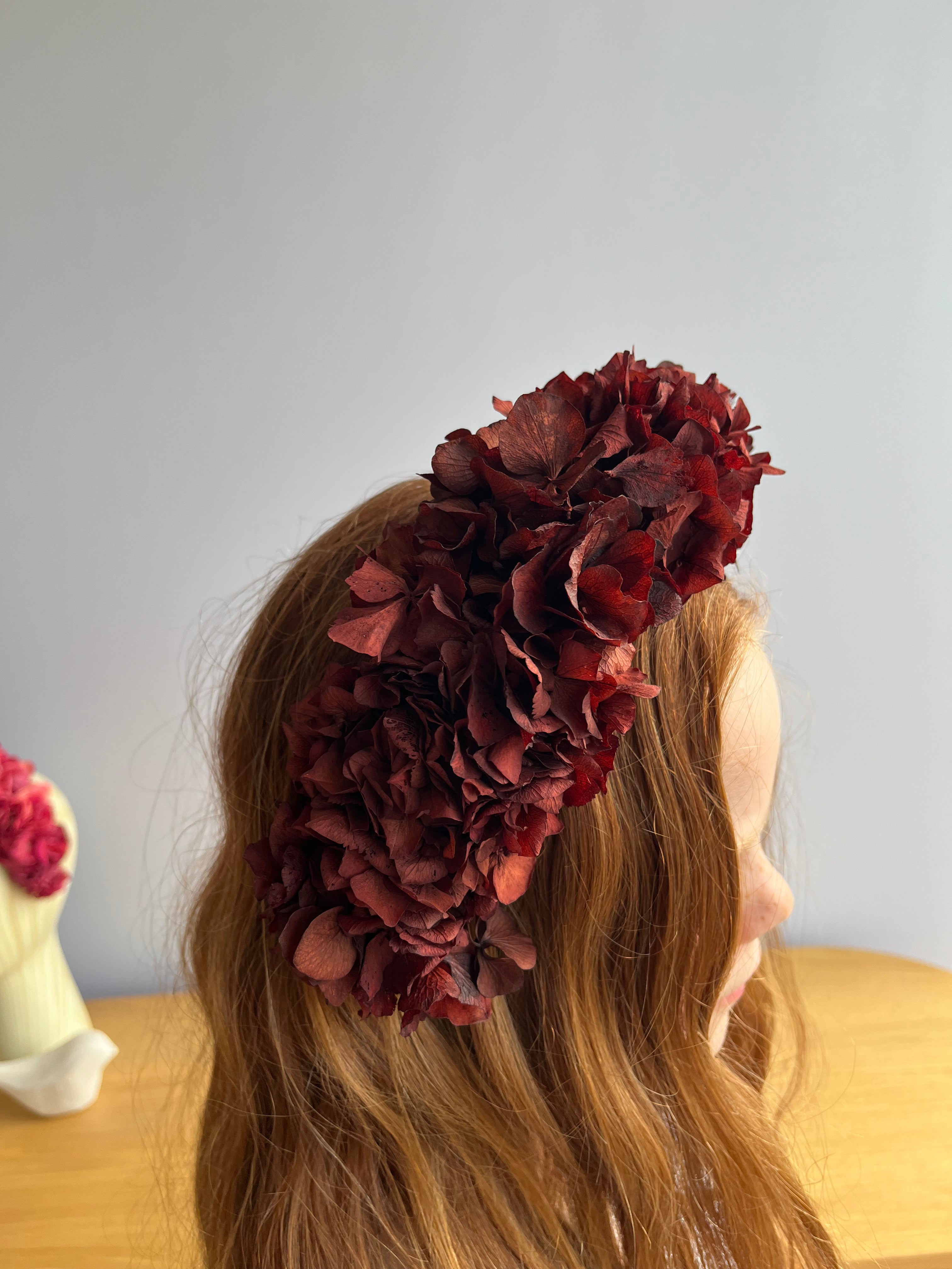 Haarreif Trockenblumen Hortensie Rot - Lykke&You GmbH