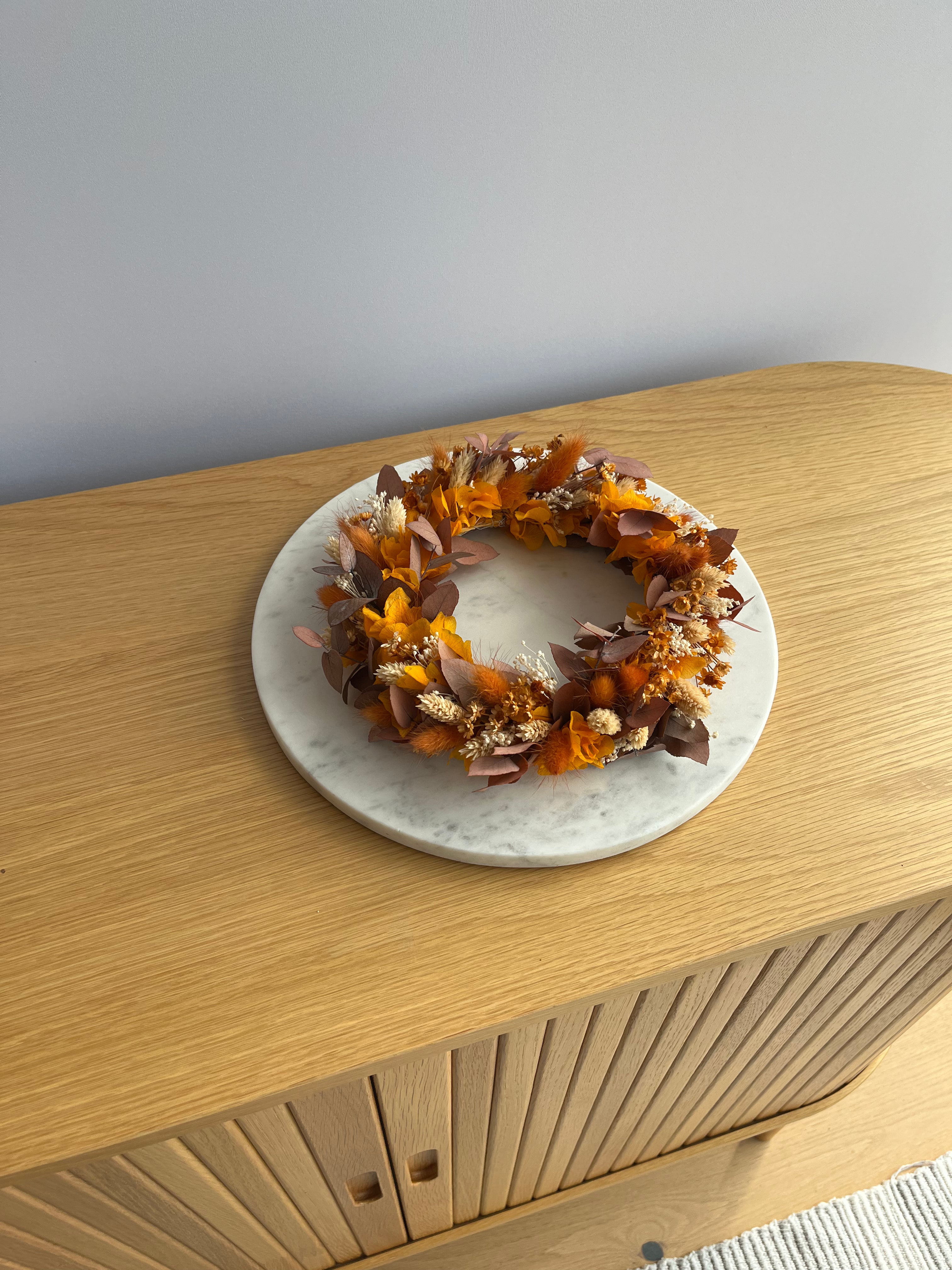 Trockenblumenkranz in herbstlich orange - Lykke&You GmbH