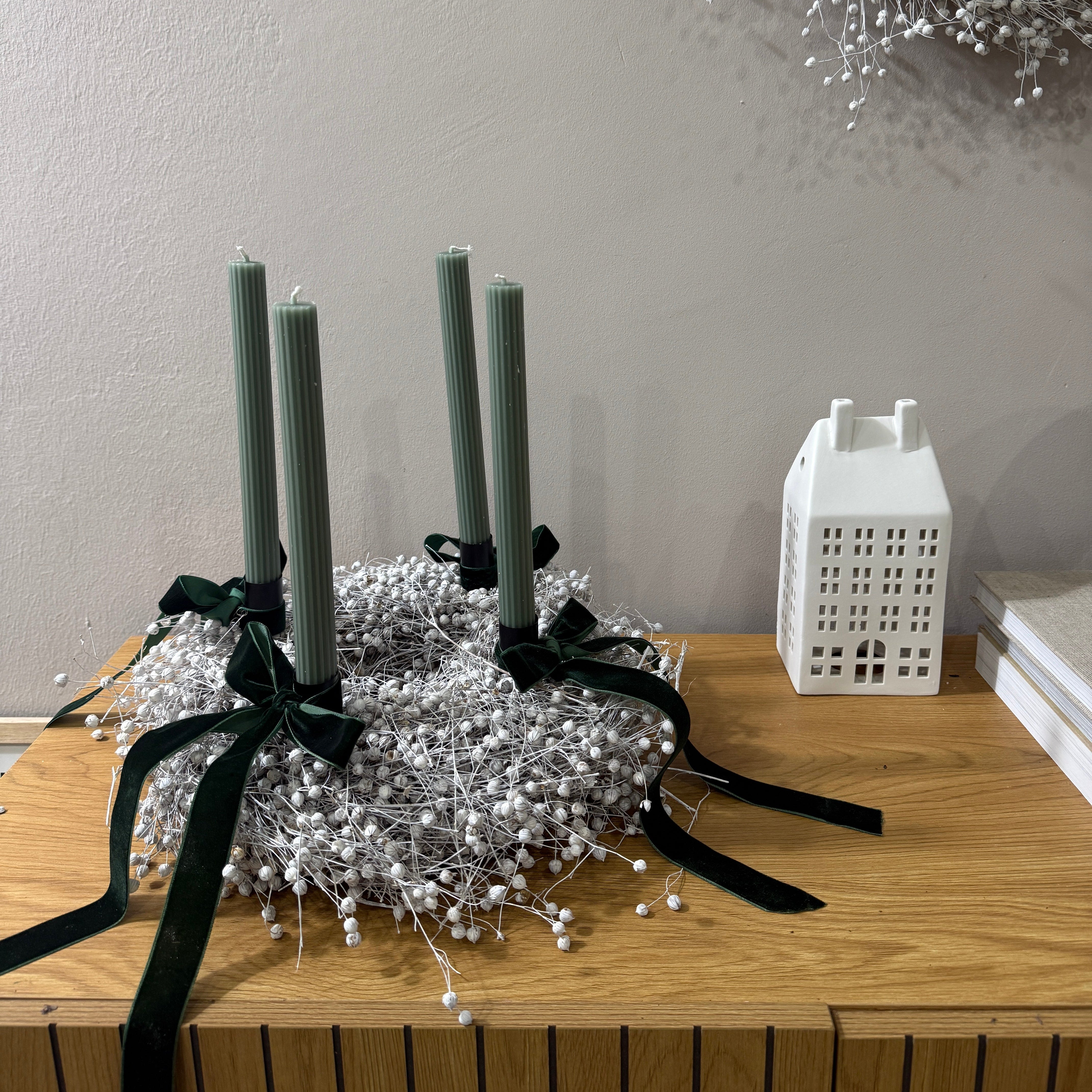 Komplettset Adventskranz Flachs - grün