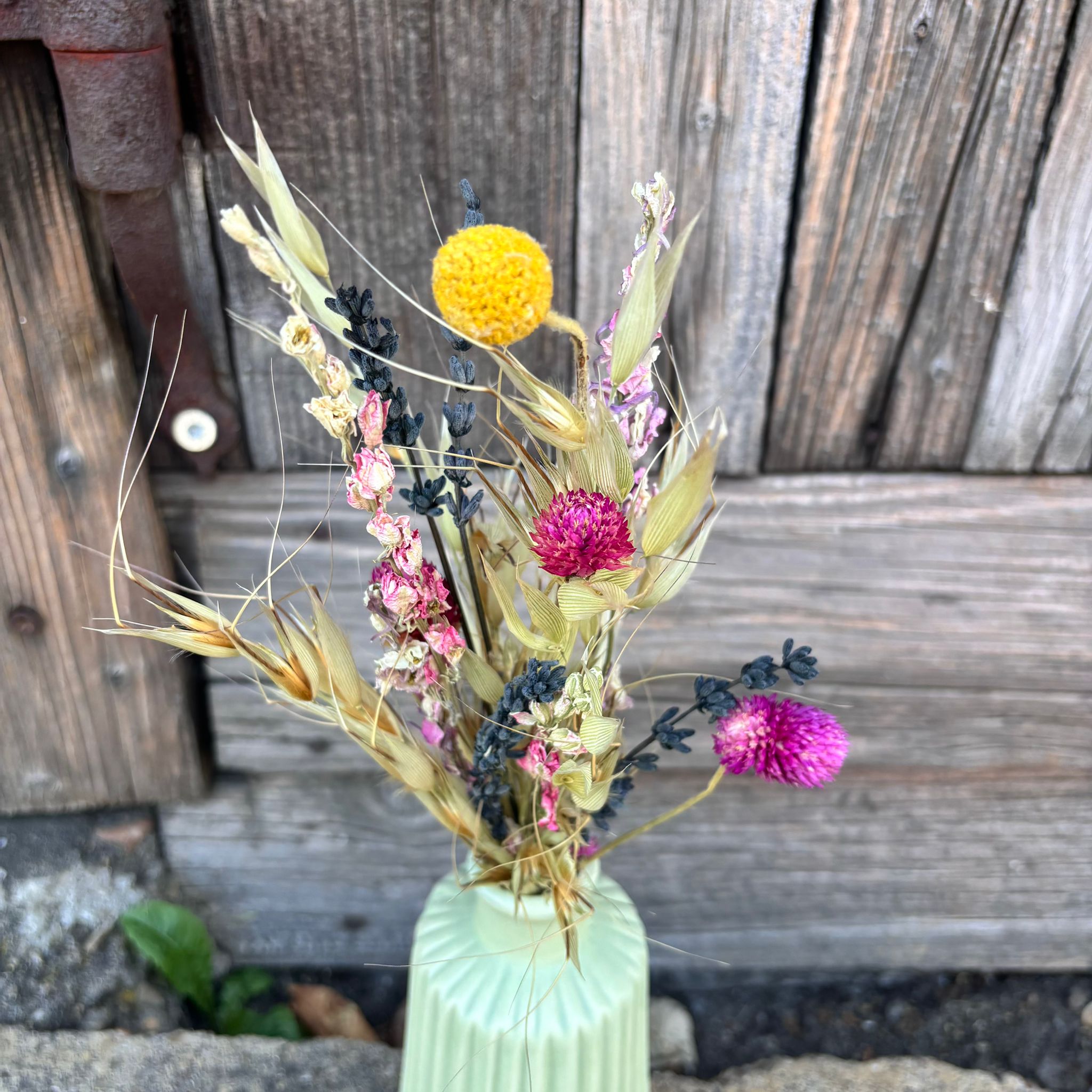 Wiesenglück Mini - Natürlicher Trockenblumenstrauß in beige-rosa