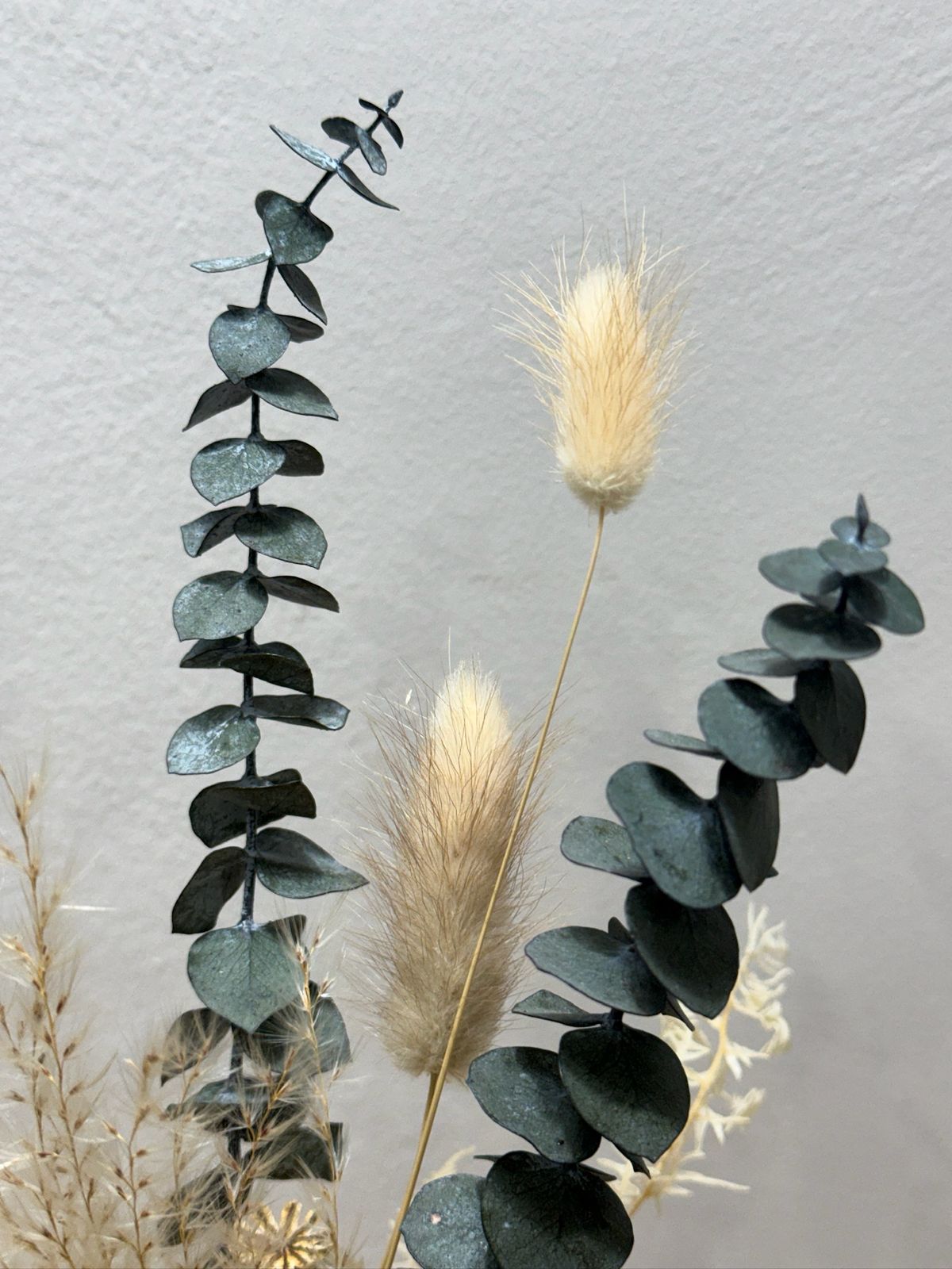 Trockenblumen Mini Strauß Eukalyptus Distel weiß - Outlet