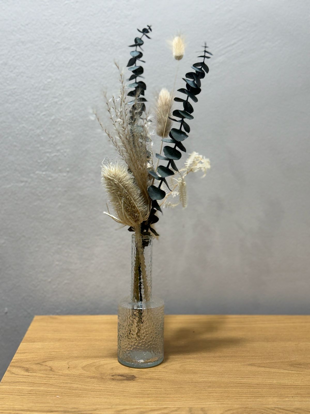 Trockenblumen Mini Strauß Eukalyptus Distel weiß - Outlet