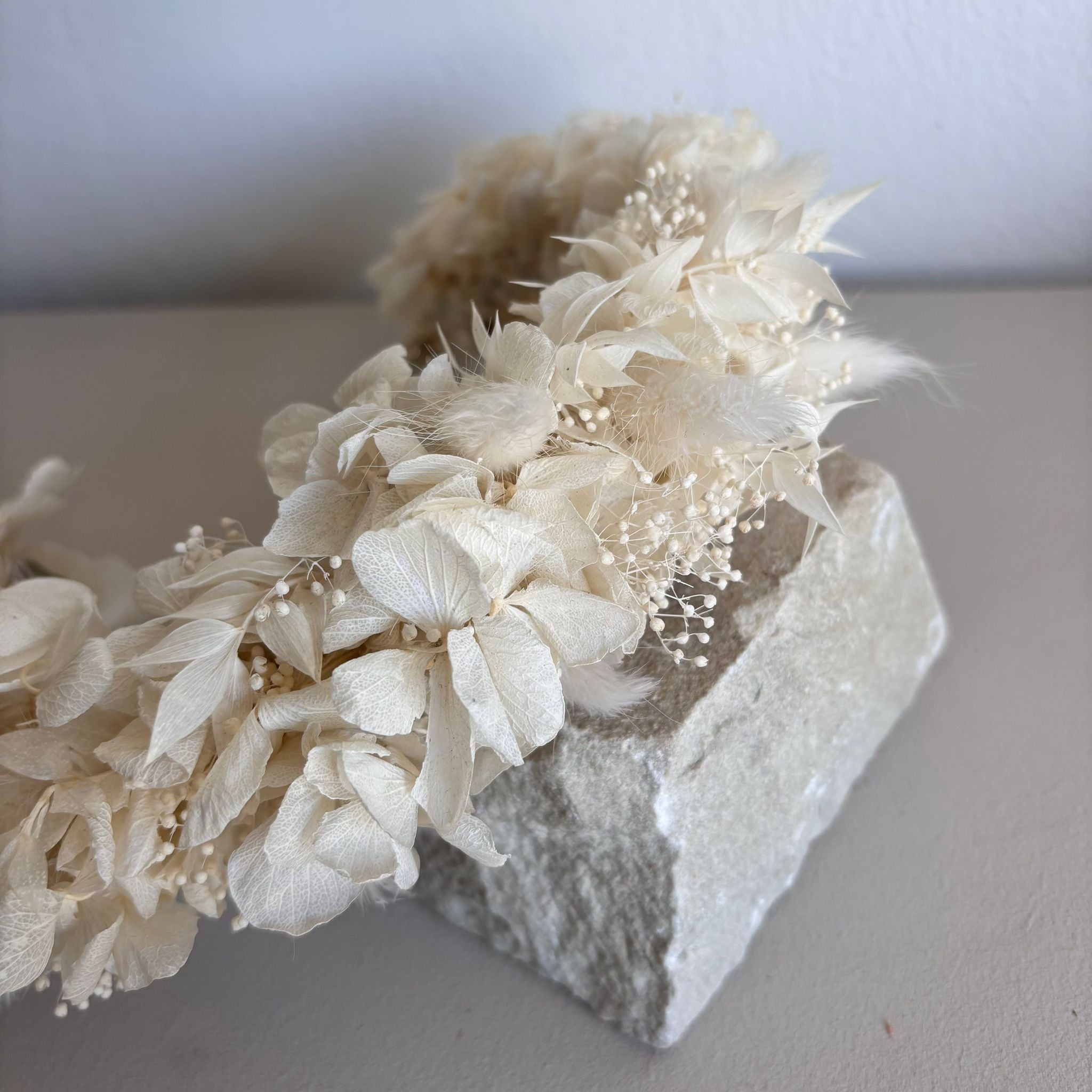 Diadem - Haarkranz Trockenblumen weiß - Outlet