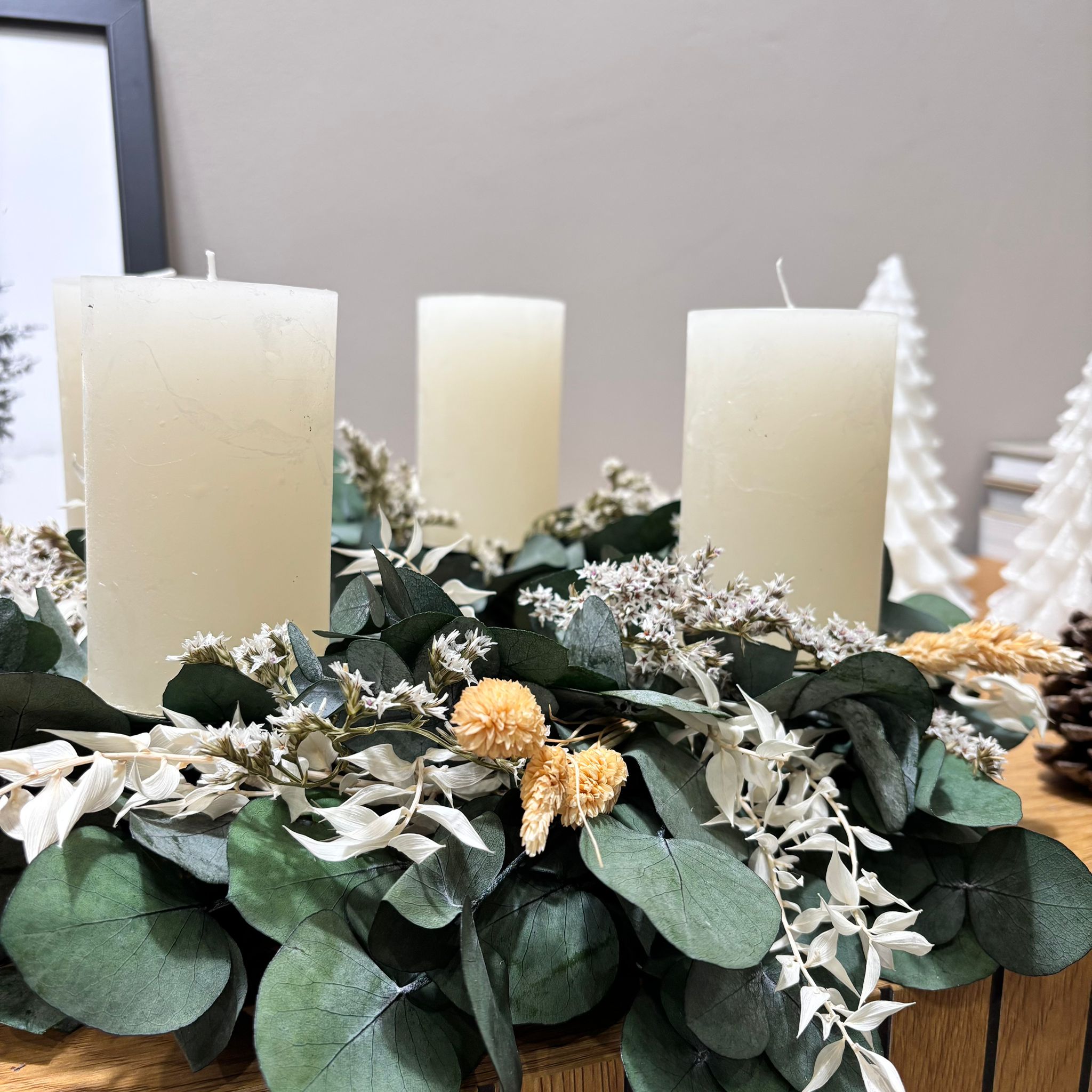 Adventskranz Trockenblumen "Eukalyptus Mix"