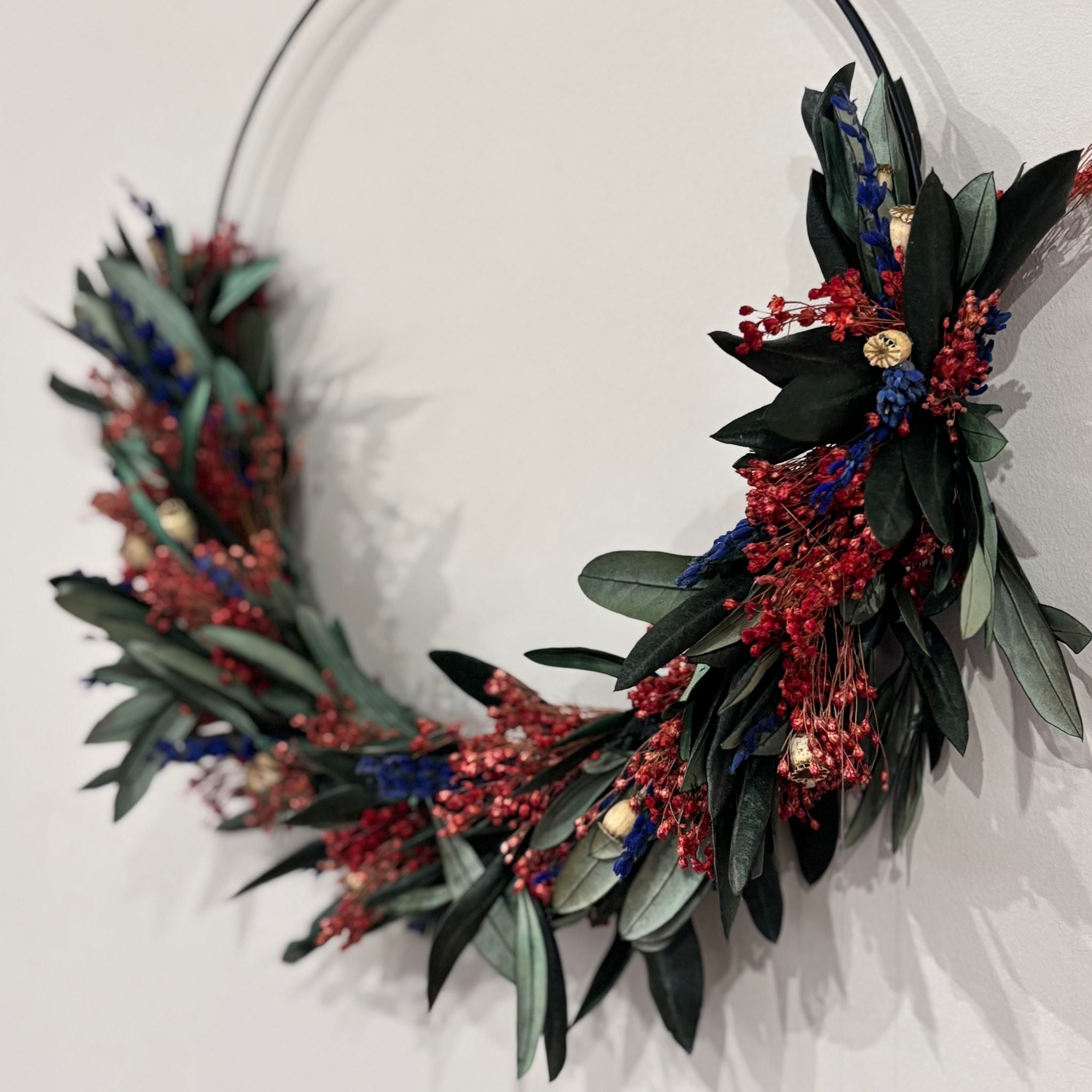 Dried flower wreath olive lavender mix