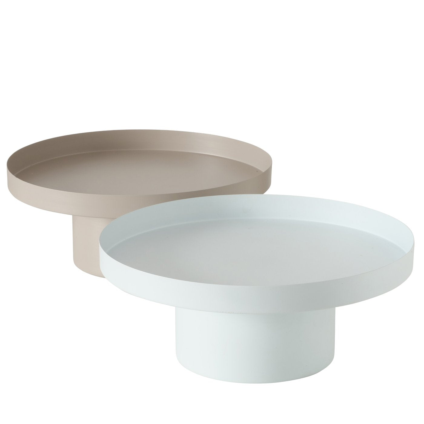 Rundes Metalltablett in Beige und Weiß – Schlichte Eleganz mit mattem Finish - Outlet - Lykke&You GmbH