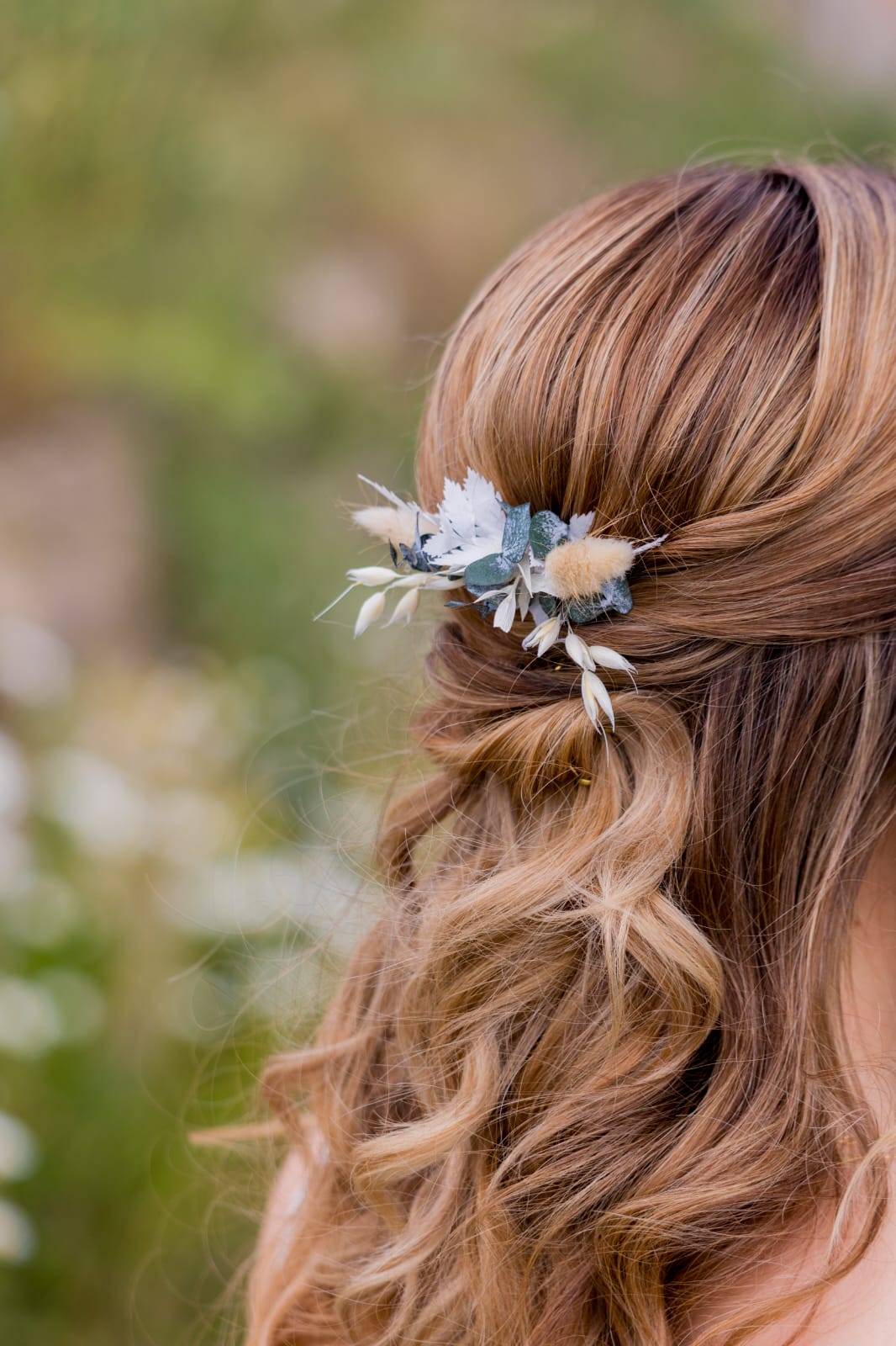 Haarkamm Trockenblumen Boho weiß - Lykke&You GmbH