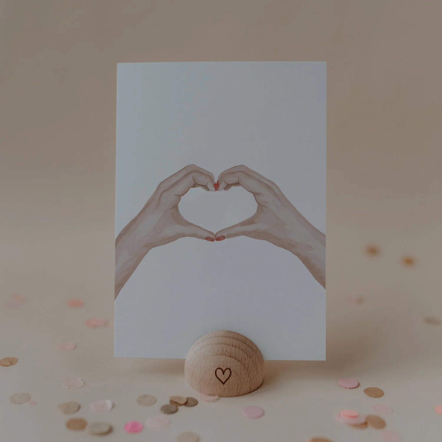 Eulenschnitt Aquarellkarte Heart Hands