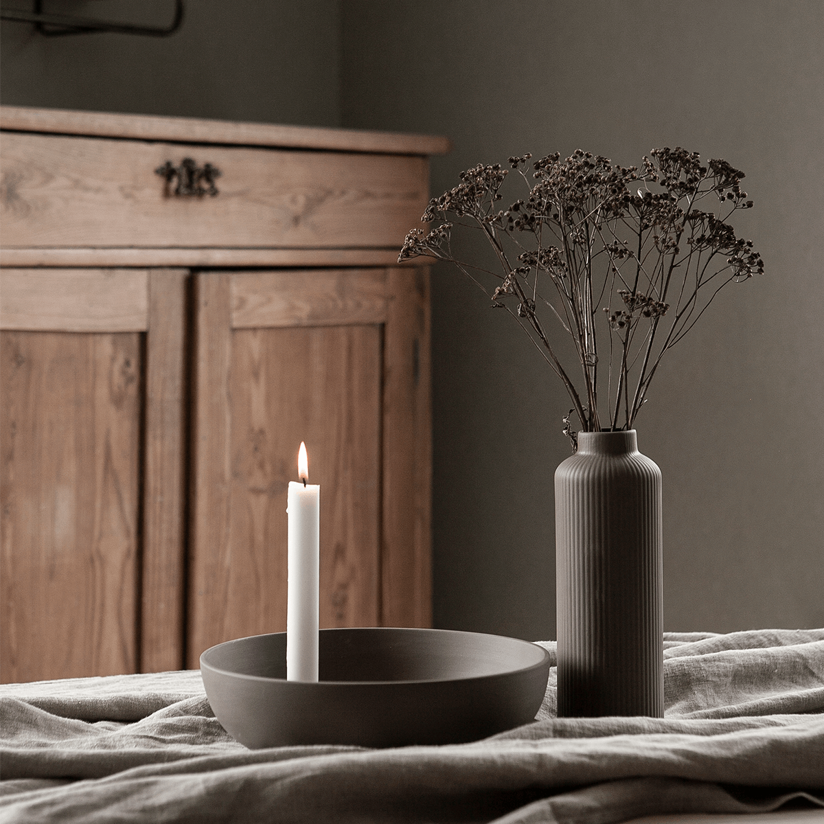 Kerzenhalter und Schale in einem - die perfekte Kombination natur