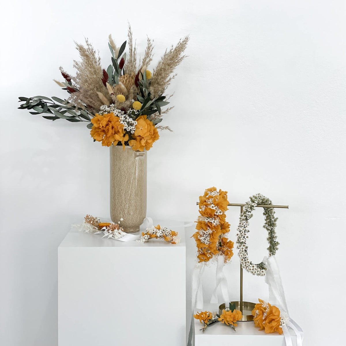 Anstecker Bräutigam Olive Hortensie | Trockenblumen | Hochzeitsanstecker - Lykke&You
