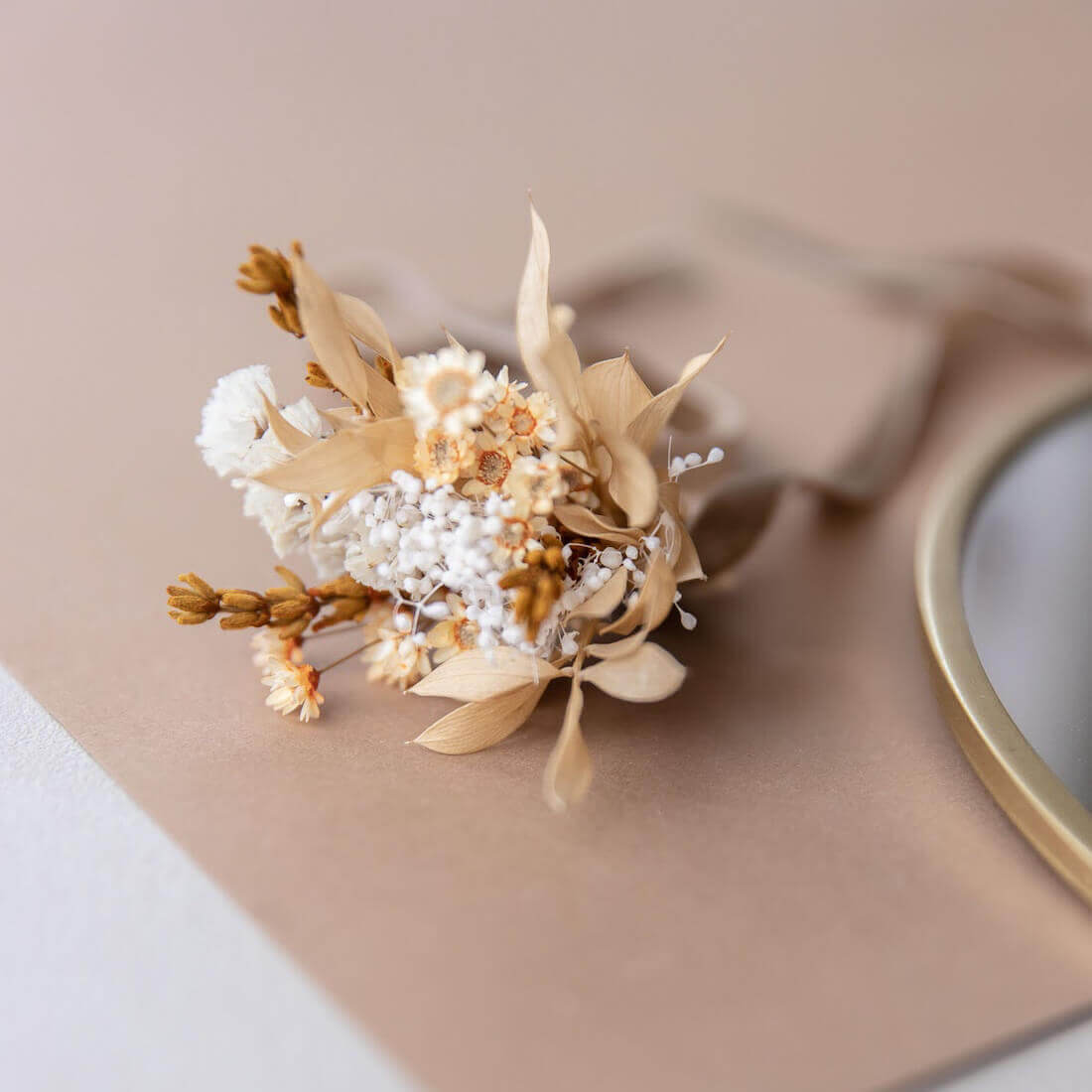 Armband Trockenblumen apricot Lavendel - Lykke&You GmbH