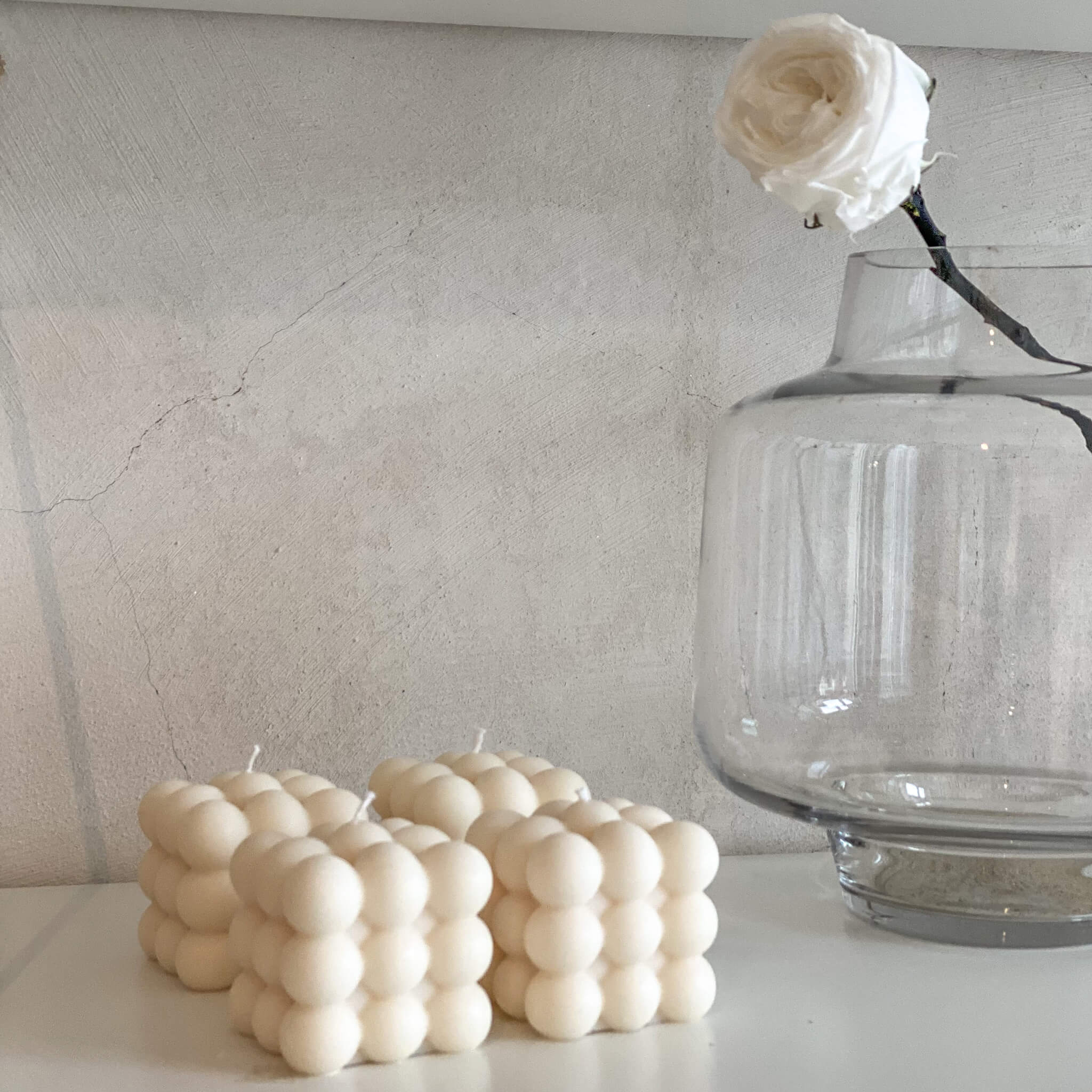 Konservierte englische Rose | 30 cm | weiss edel | haltbar - Größe: 1x, 3x - Farbe: weiß