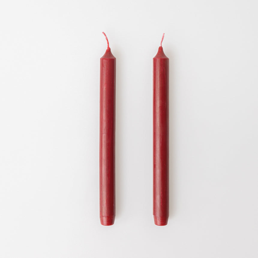 "Burgundy" stick candles - set of 2