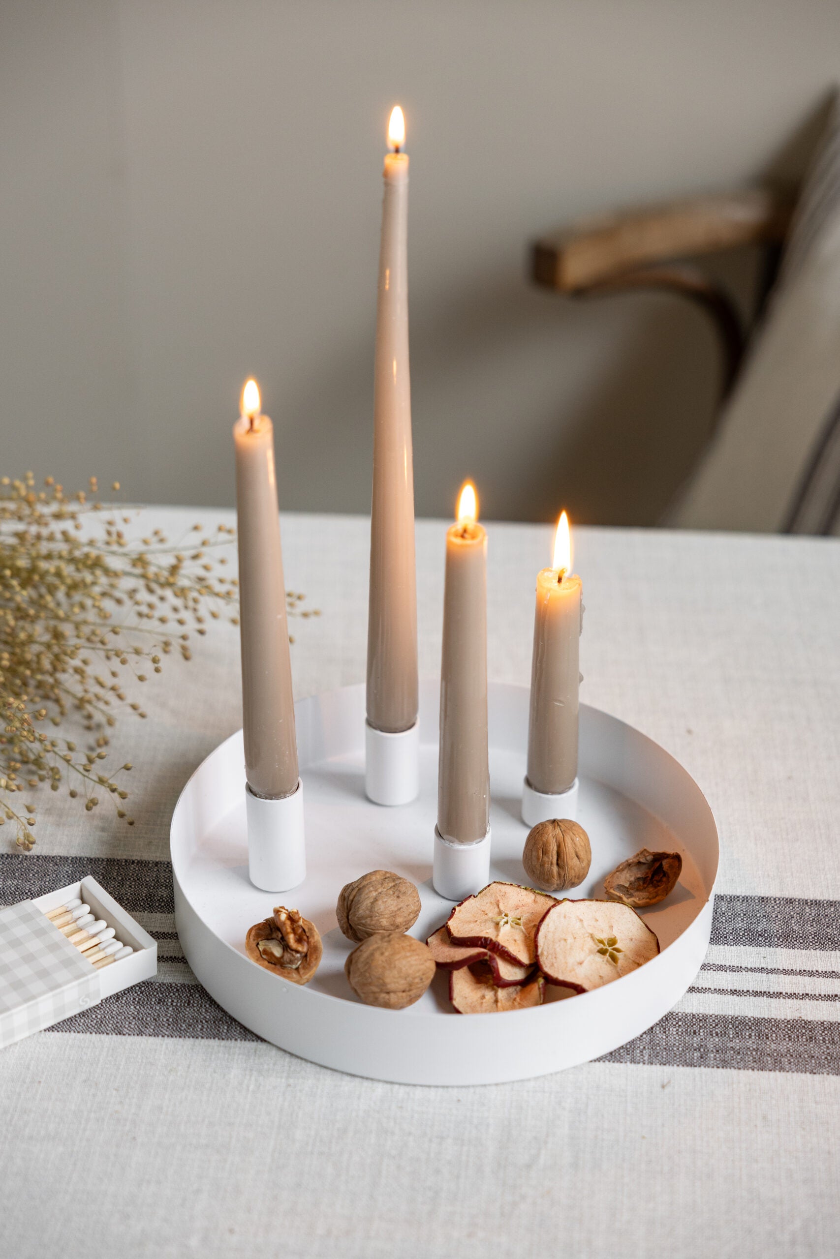 Kerzentablett Sund klein aus Metall für Adventskranz | Magnetisch