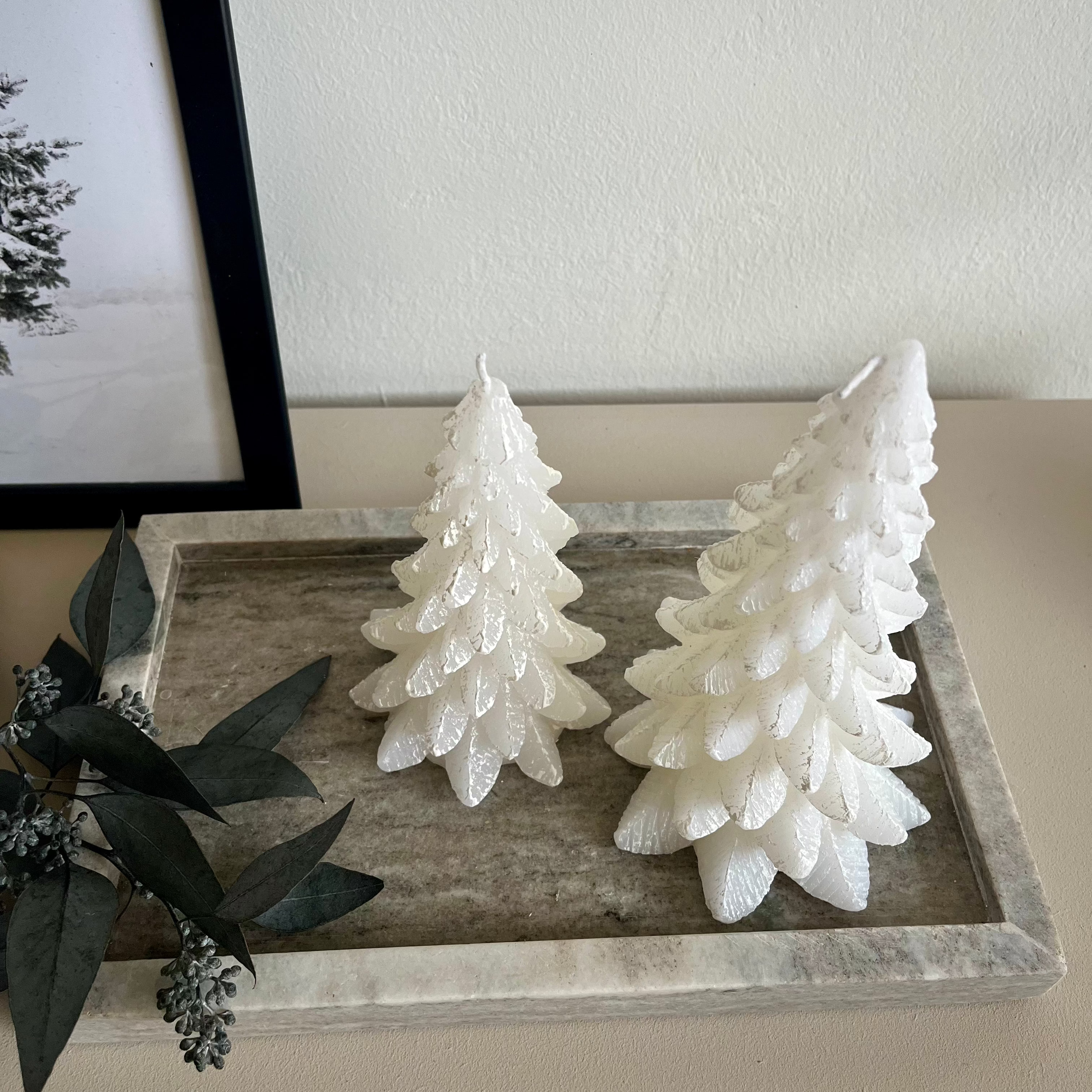 Kerze Weihnachtsbaum weiss S