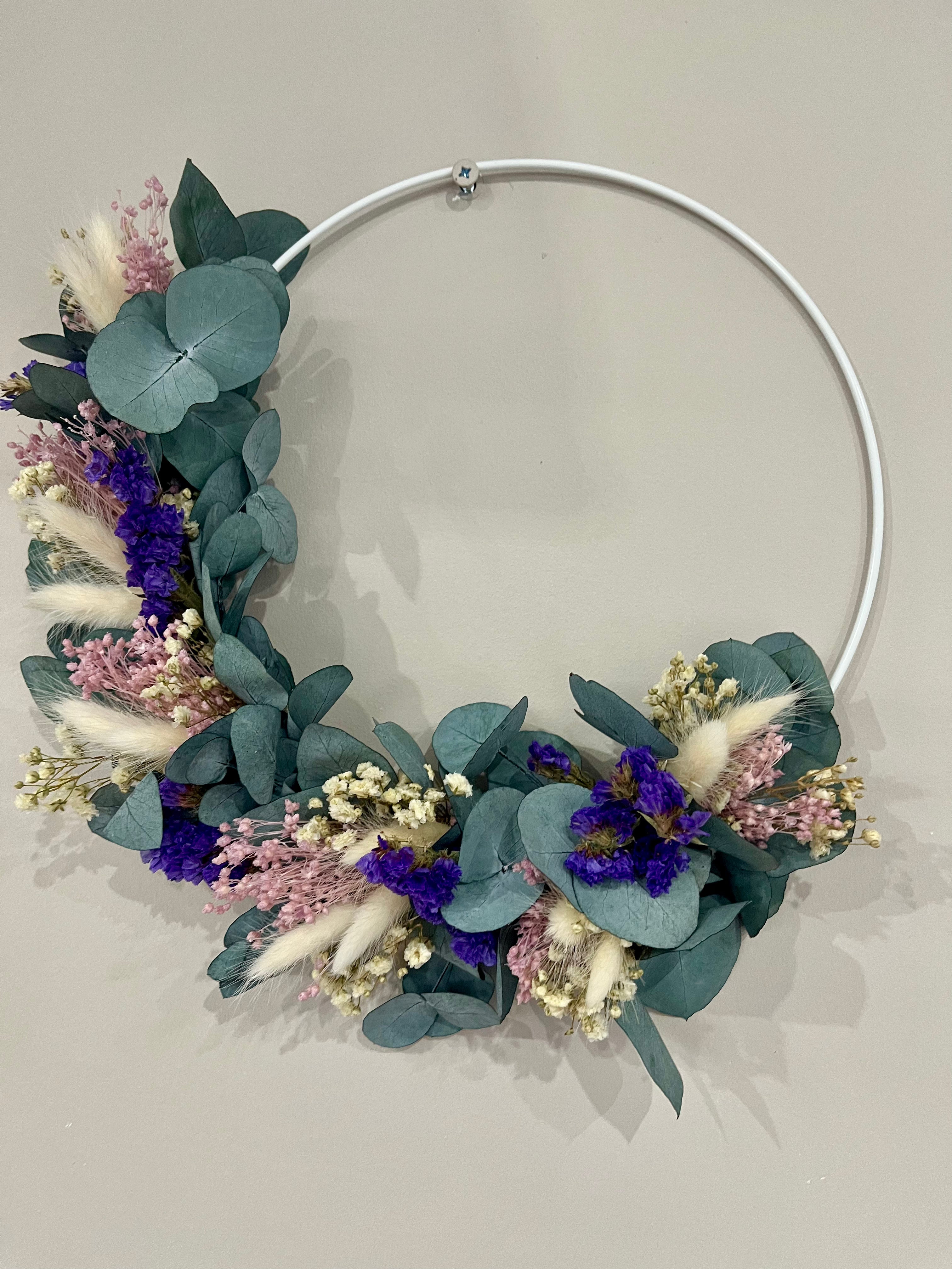 Trockenblumenkranz Eukalyptus lila pink