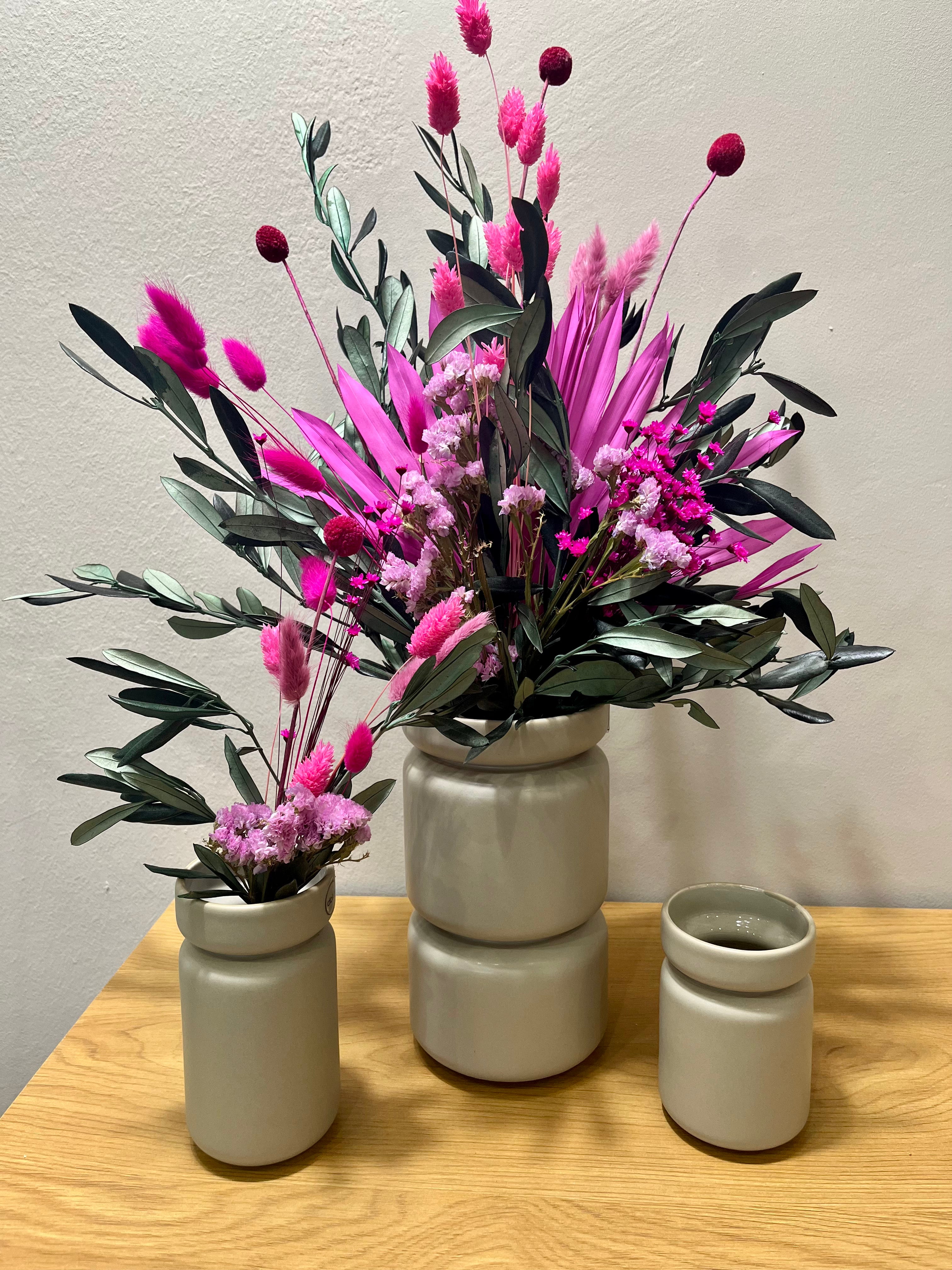 Olive Garden Mini - Mediterraner Trockenblumenstrauß in grün pink