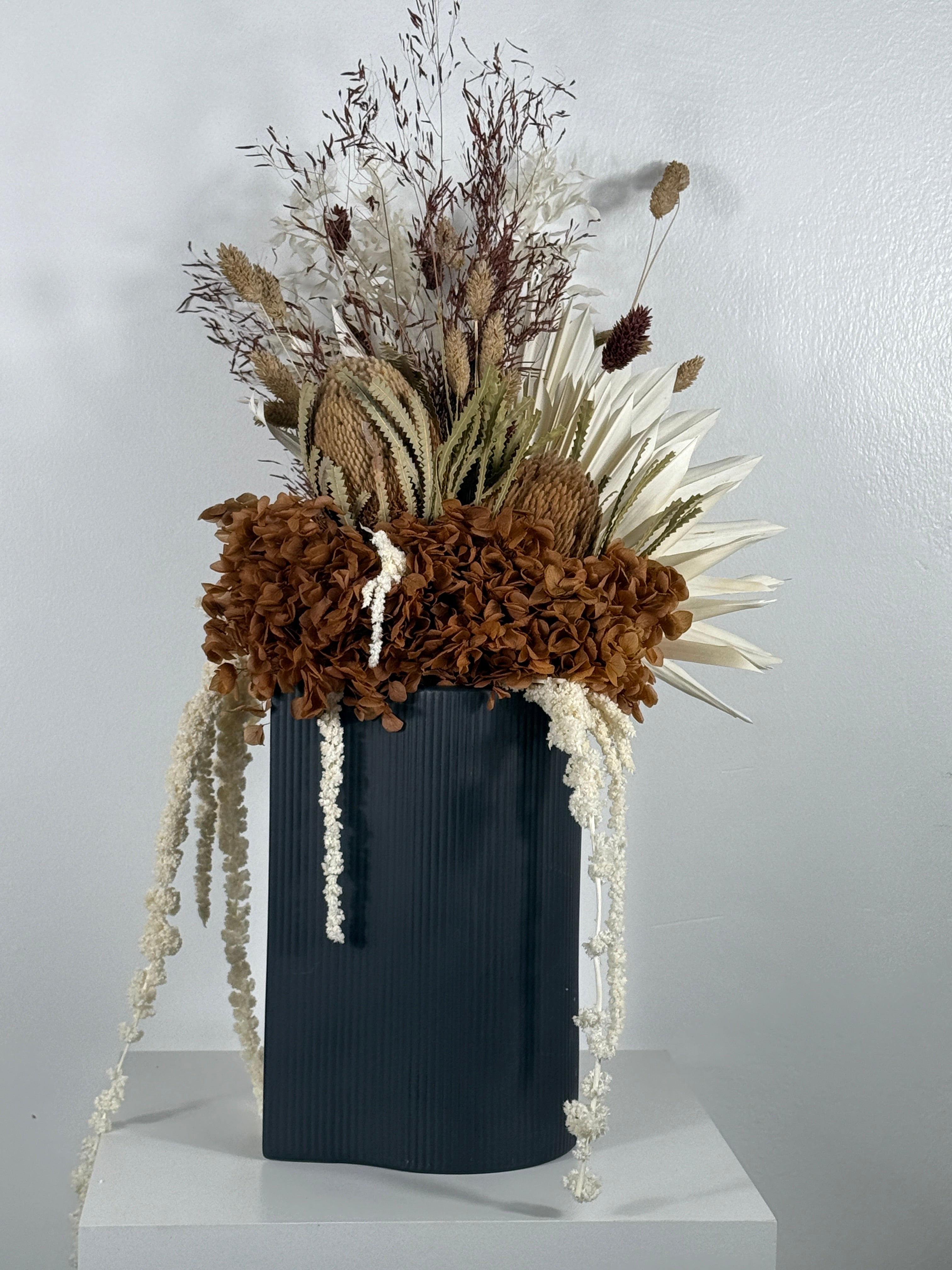 minimalist bridal bouquet dried flowers white