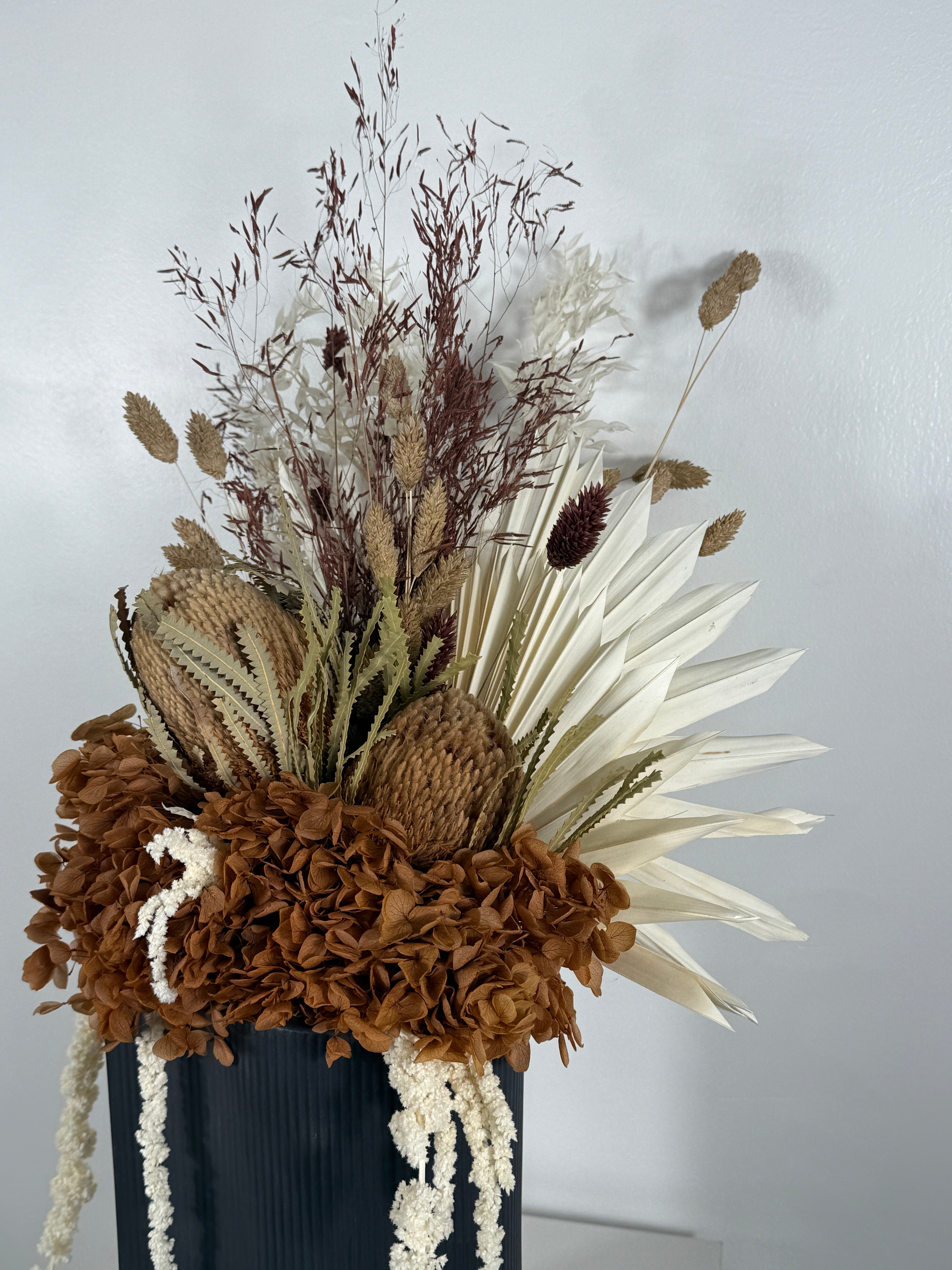 minimalist bridal bouquet dried flowers white