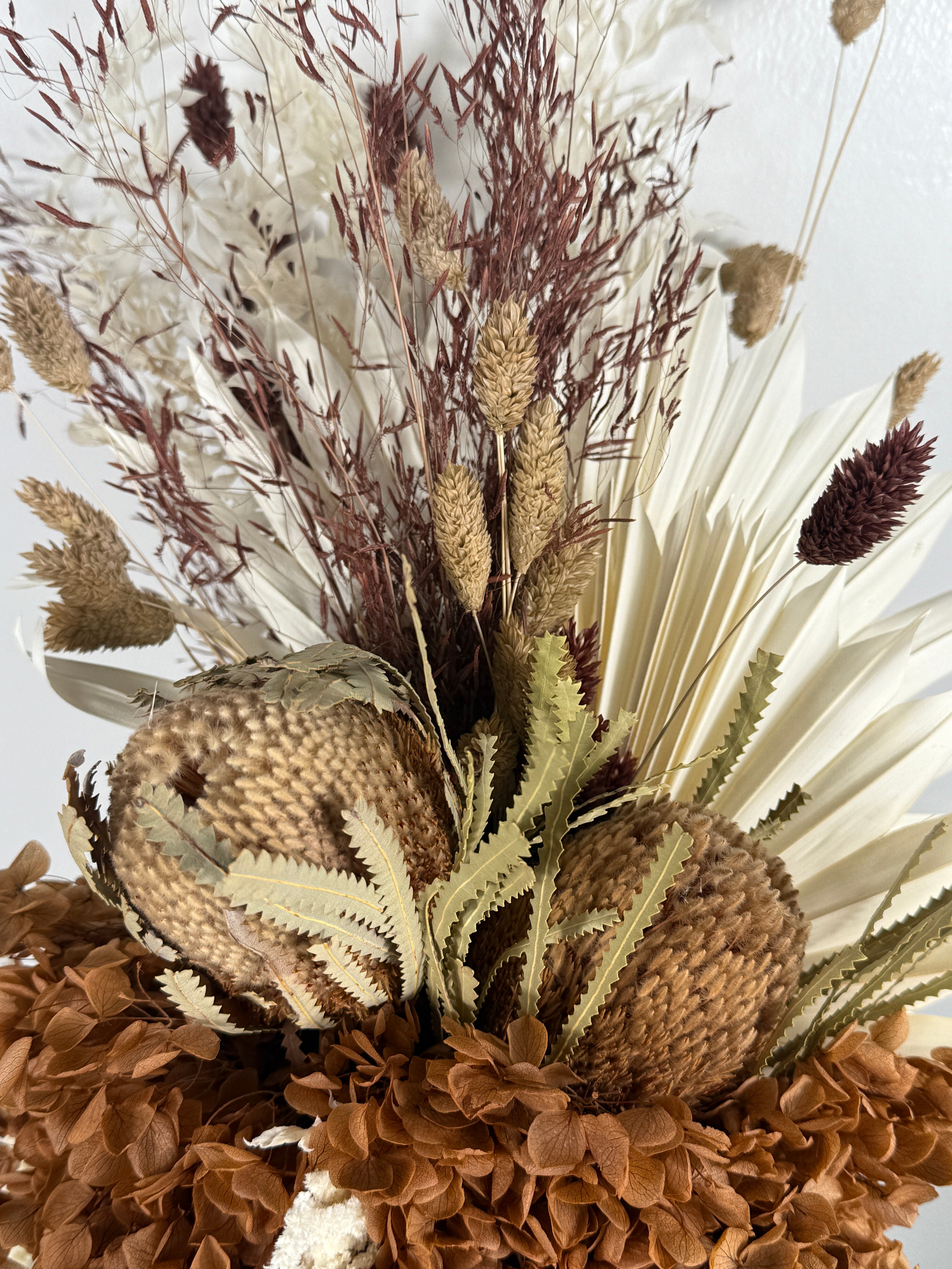 minimalist bridal bouquet dried flowers white