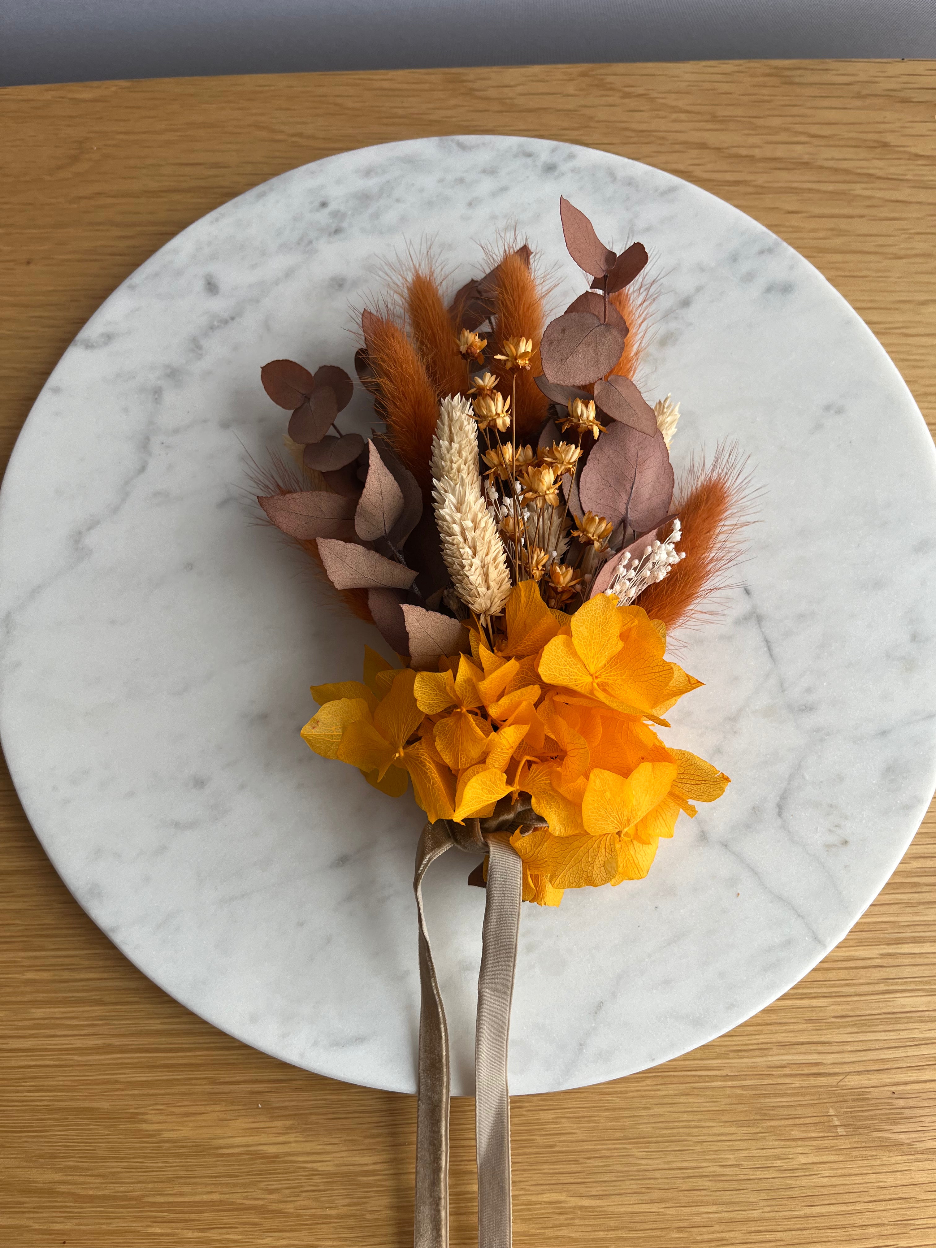 Candle holder and bowl in one - with matching arrangement orange