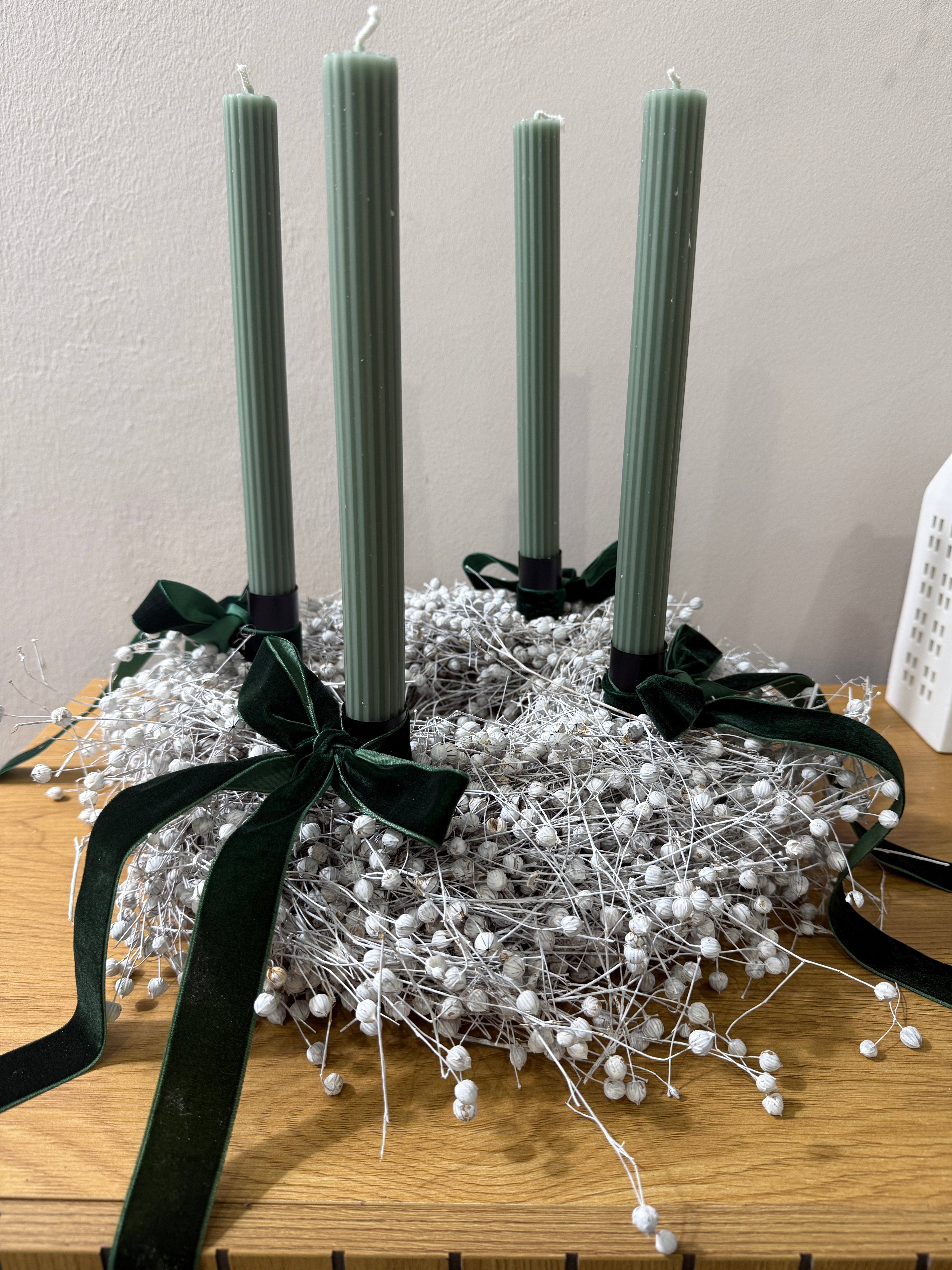 Komplettset Adventskranz Flachs - grün