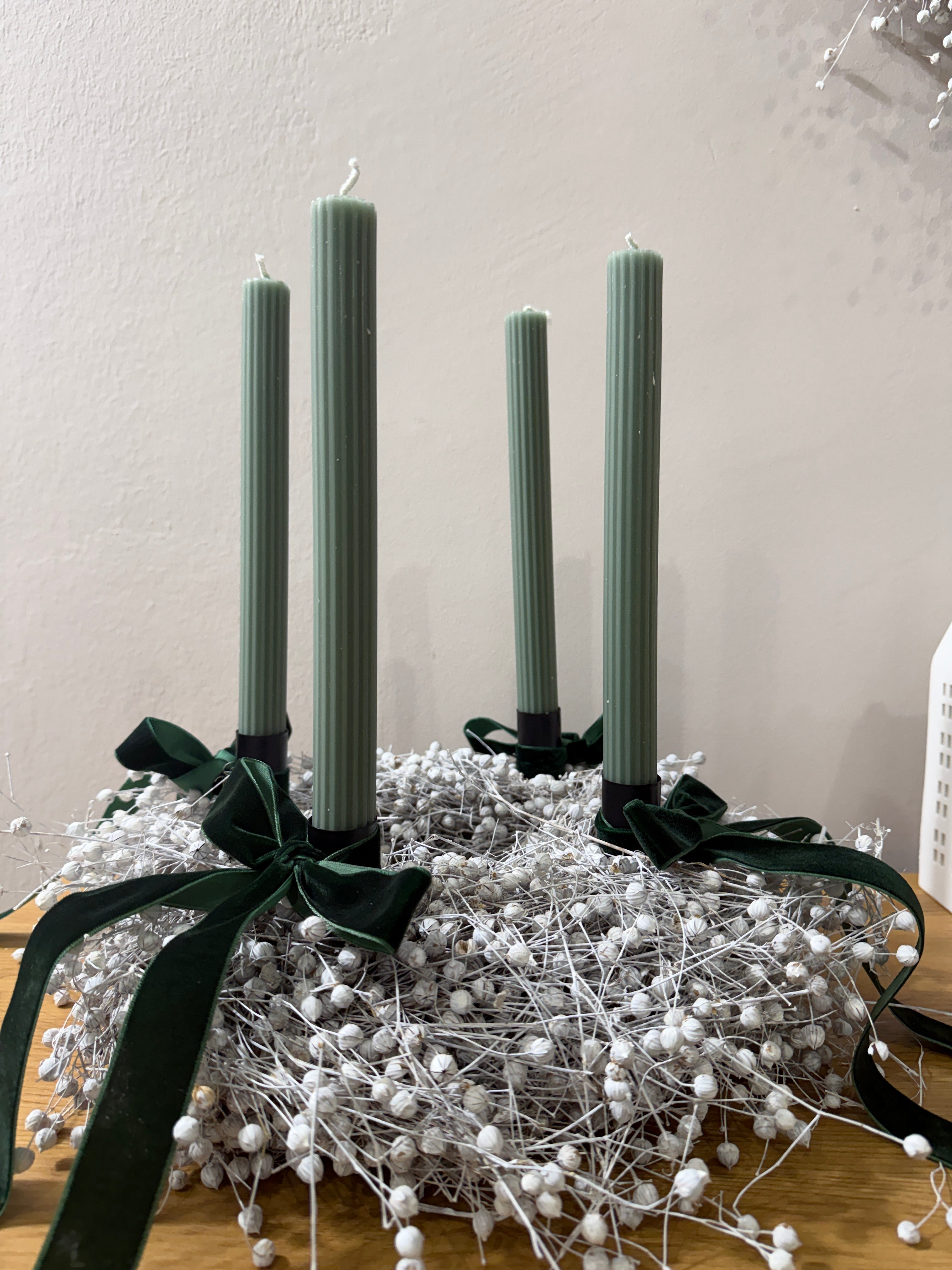 Komplettset Adventskranz Flachs - grün