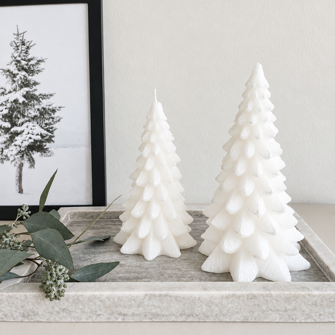 Kerze Weihnachtsbaum weiss L