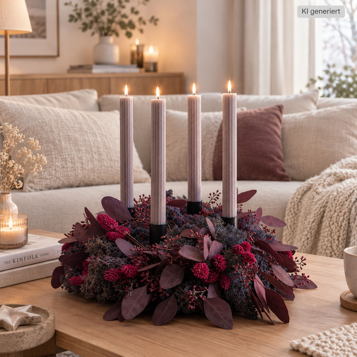 Adventskranz Winterberry in Bordeaux & Lila