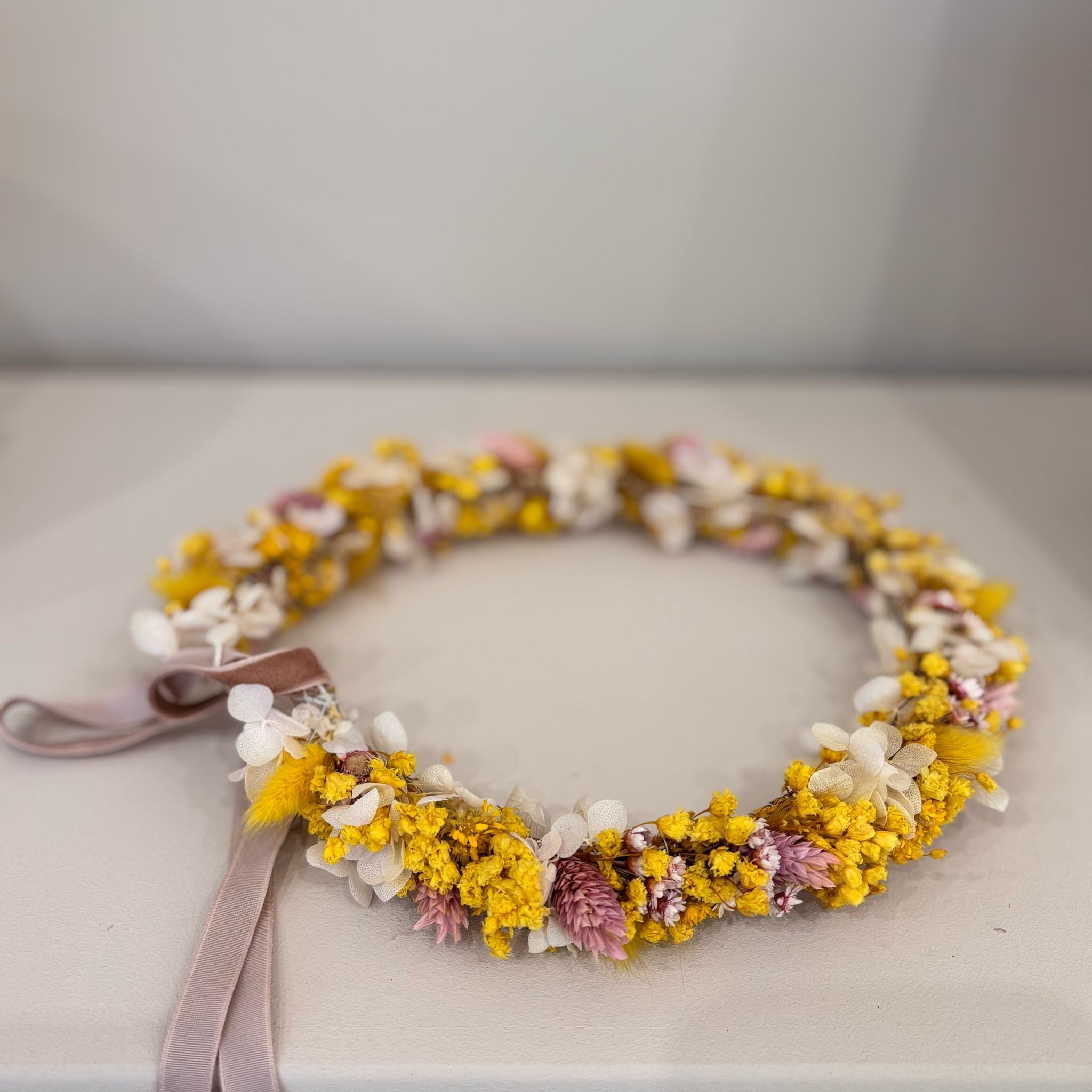 Haarkranz Trockenblumen gelb flieder / Outlet