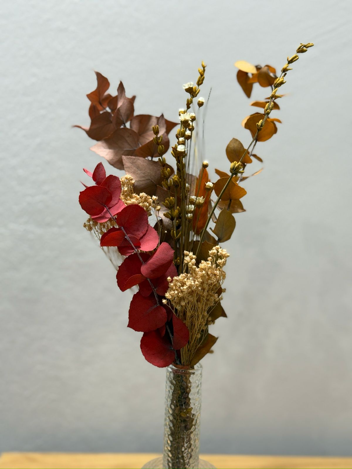 Trockenblumen Mini Strauß Eukalyptus rot - Outlet