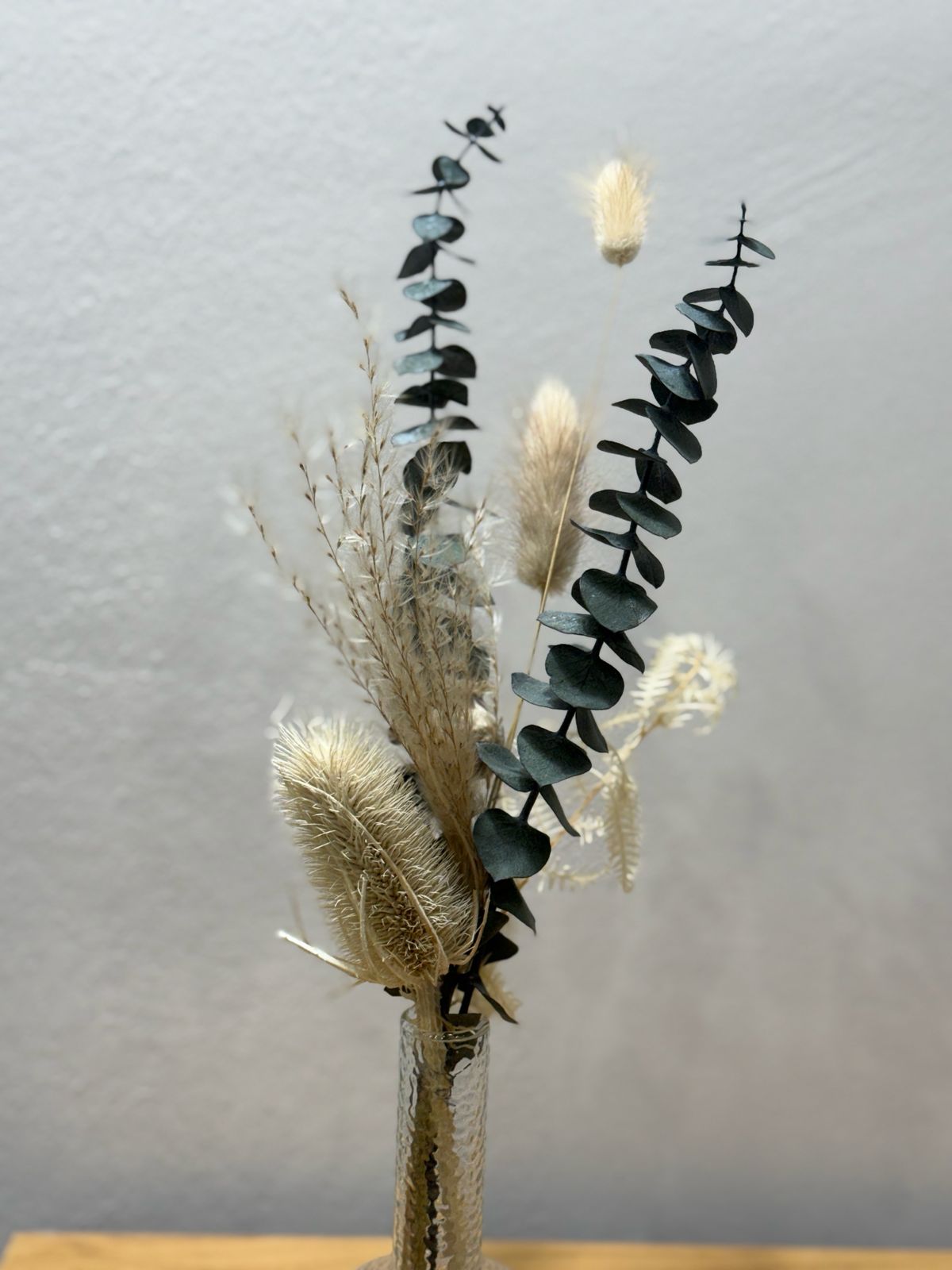 Trockenblumen Mini Strauß Eukalyptus Distel weiß - Outlet