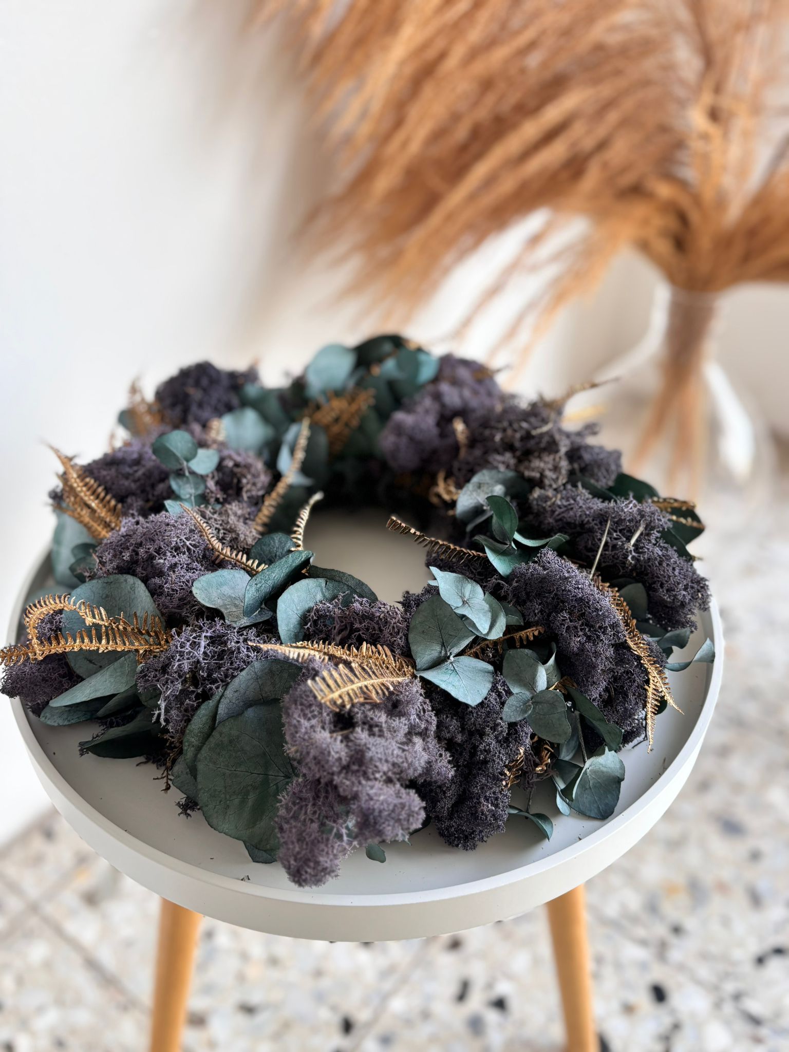 Adventskranz Reindeer Moos  - lila gold