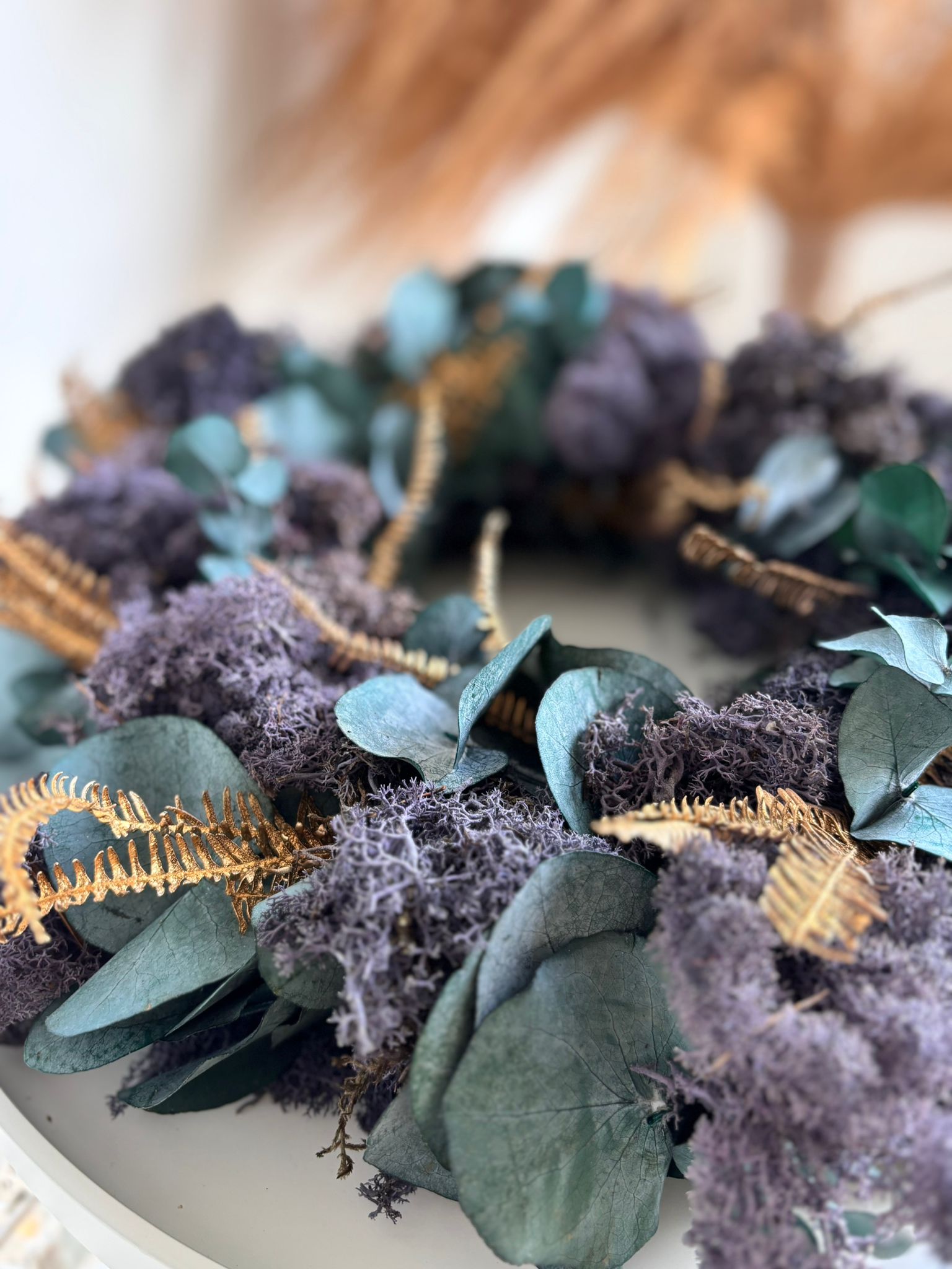 Adventskranz Reindeer Moos  - lila gold