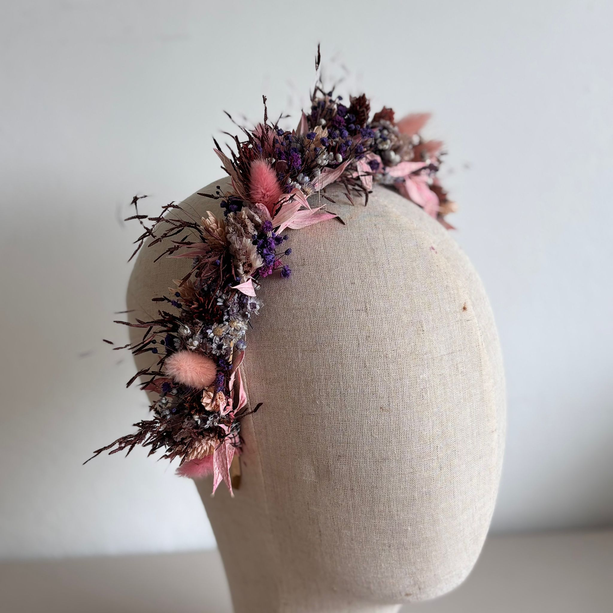 Haarreif Trockenblumen Rosa - Outlet