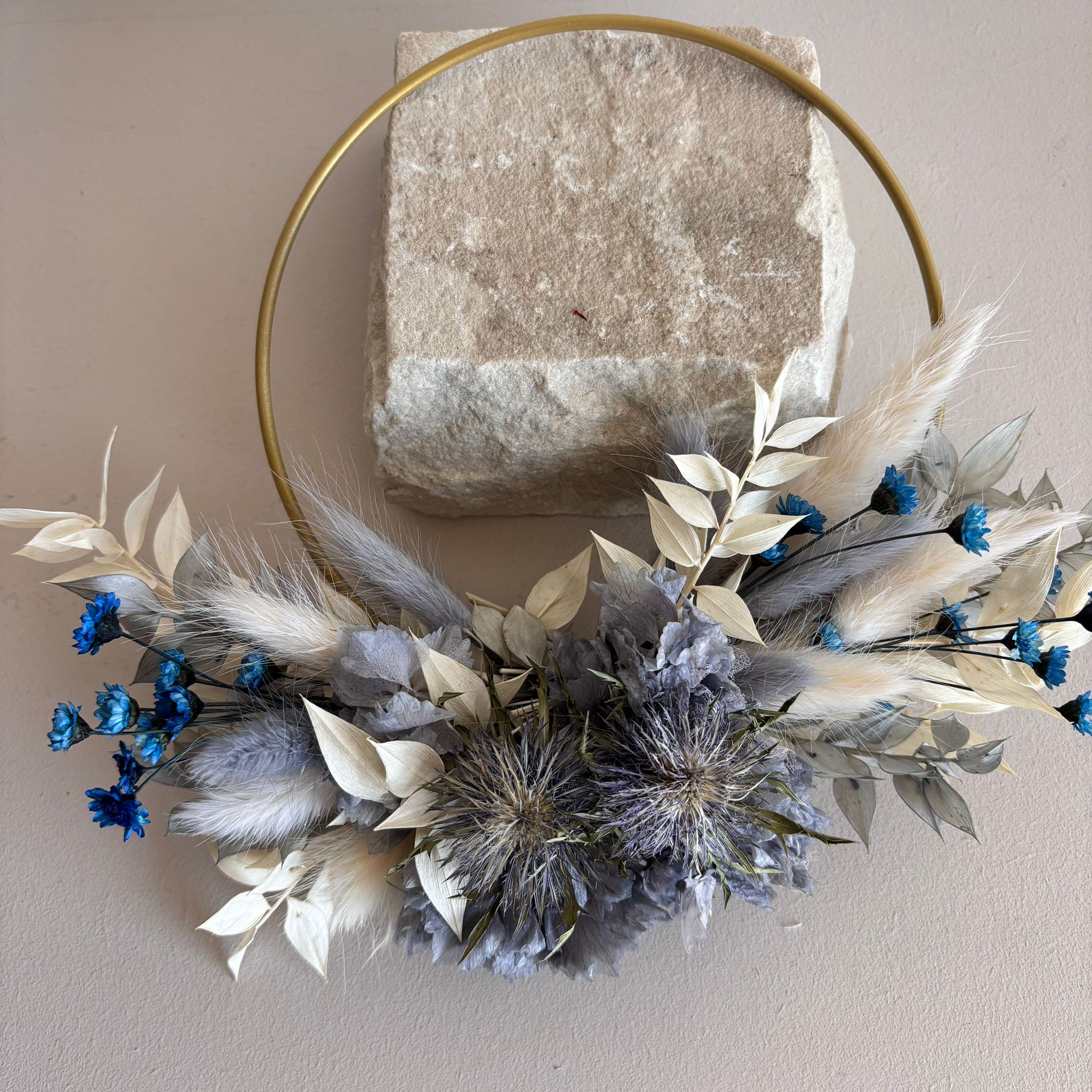 Trockenblumenkranz blau Distel Ruskus Mix - OUTLET