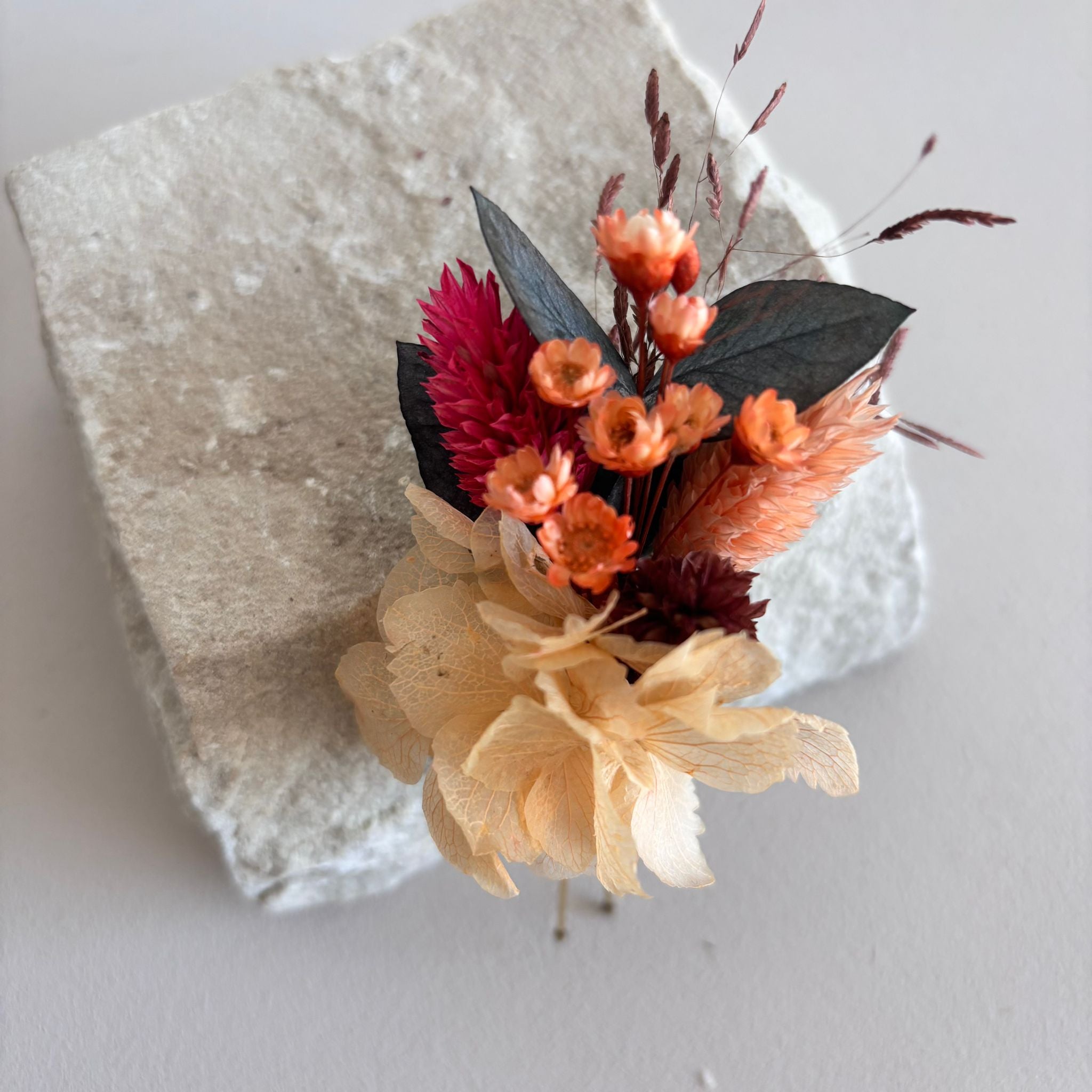 Haarnadel Trockenblumen Hortensie apricot rosa - OUTLET