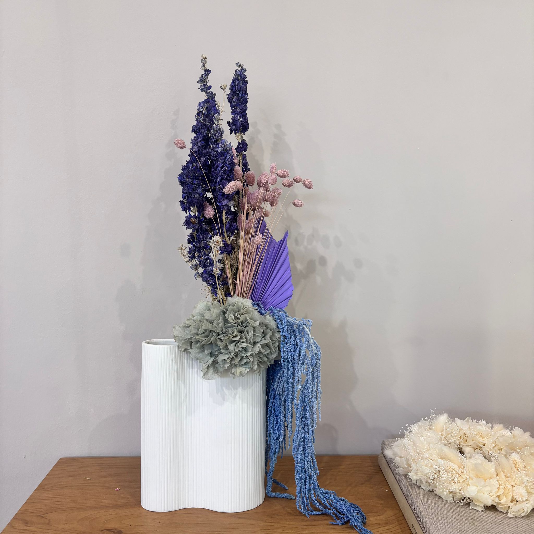 Trockenblumenstrauß blau lila - Outlet