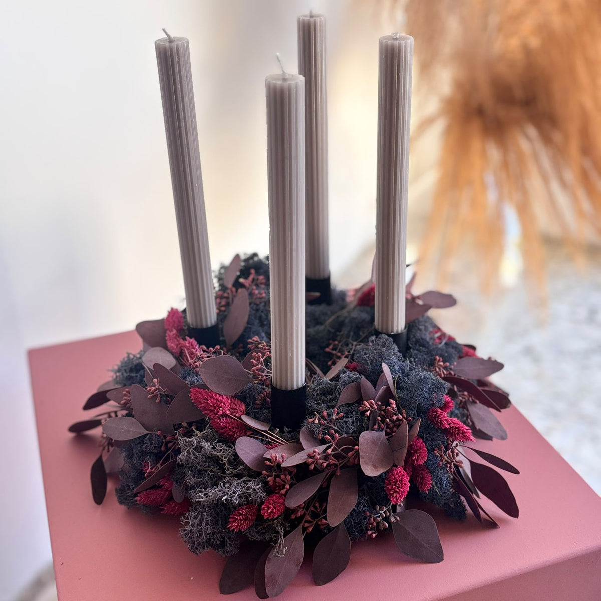 Adventskranz Winterberry in Bordeaux & Lila