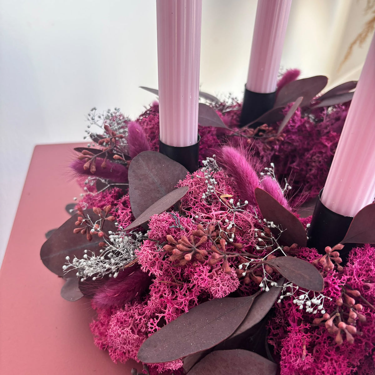 Adventskranz Berryfrost in Bordeaux & Himbeerpink