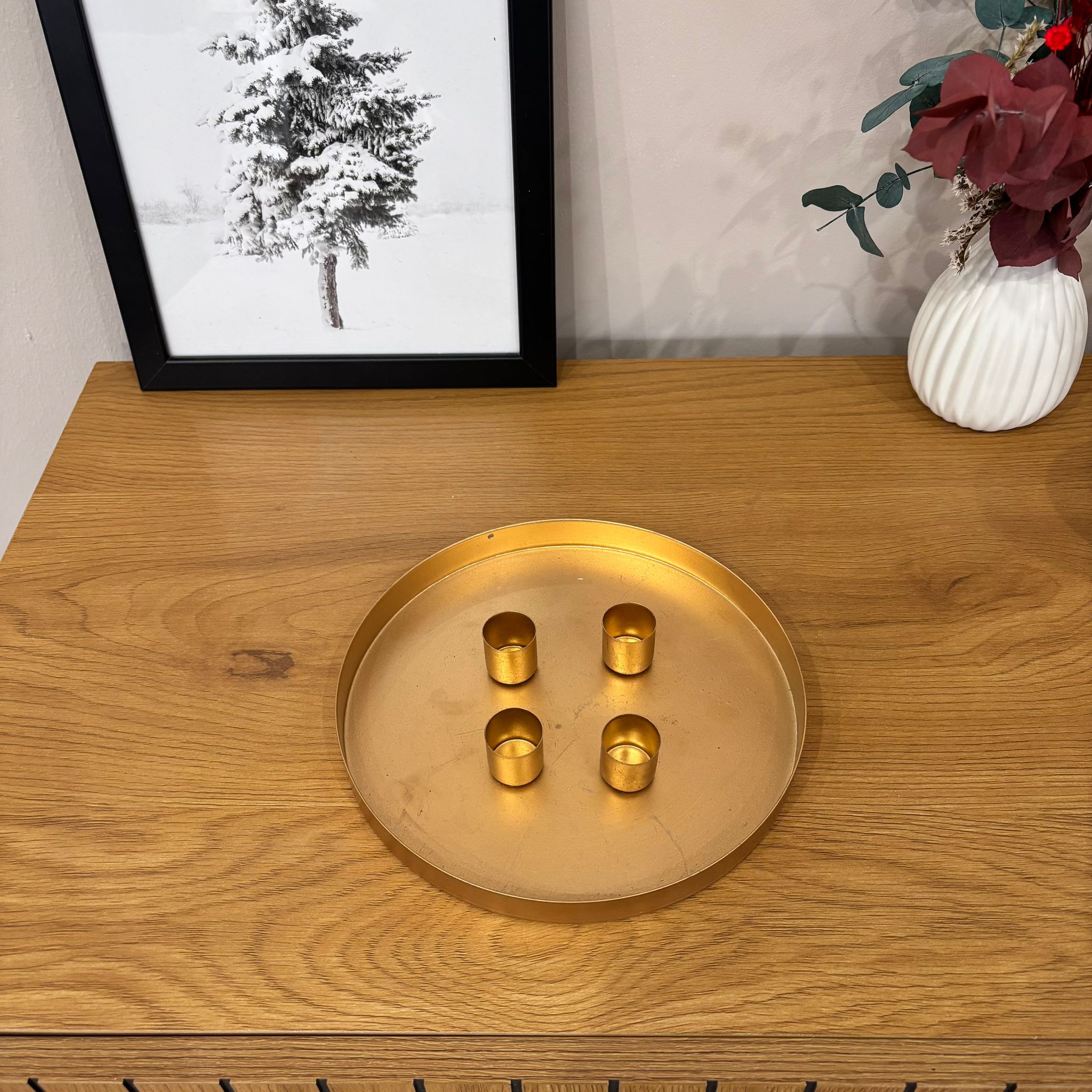 Kerzentablett aus Metall für Adventskranz I Trockenblumengesteck  | magnetisch Outlet