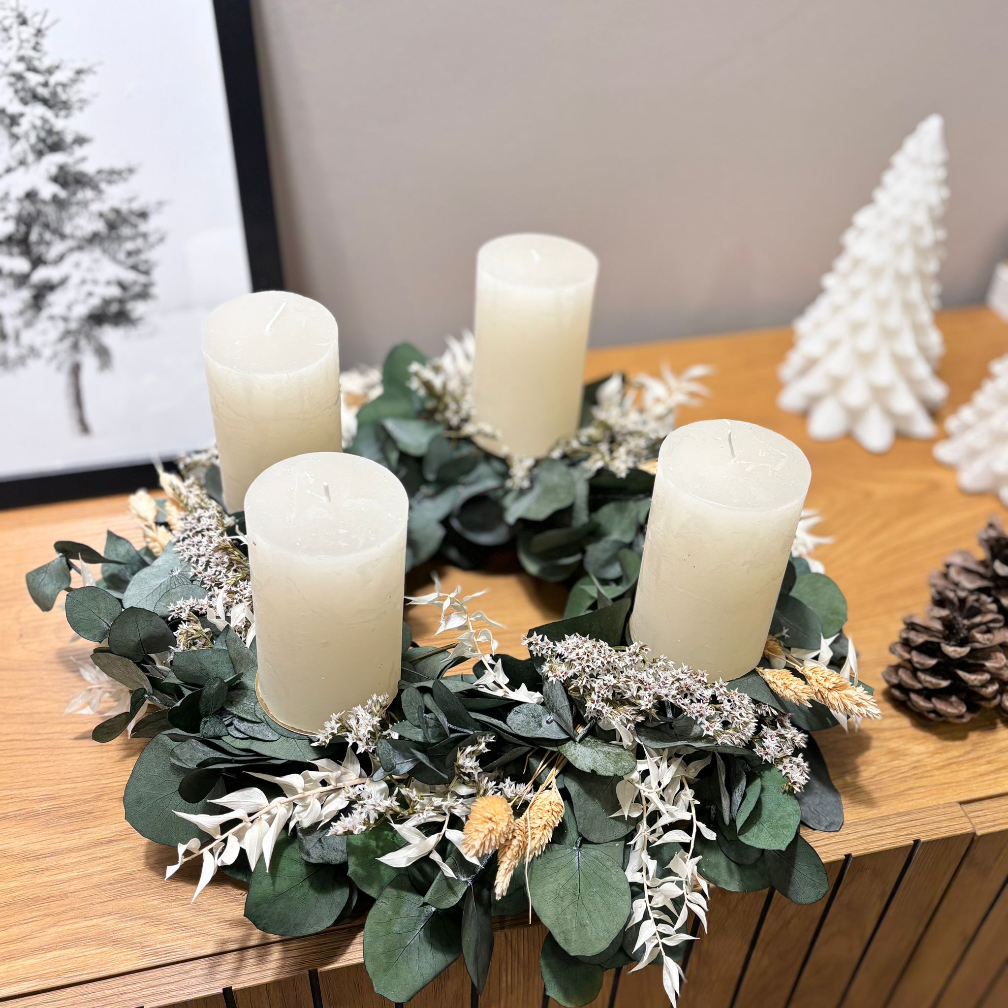 Adventskranz Trockenblumen "Eukalyptus Mix"