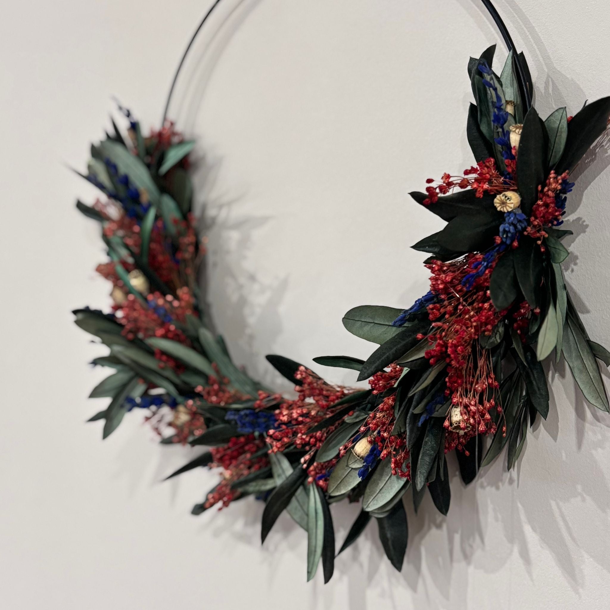 Dried flower wreath olive lavender mix