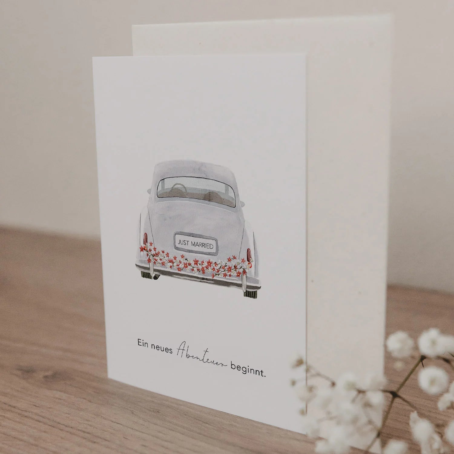 Eulenschnitt Klappkarte - Hochzeitsauto - Lykke&You GmbH