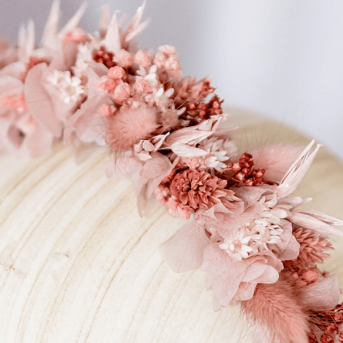 Haarreif Trockenblumen rosa monochrome - Lykke&You GmbH